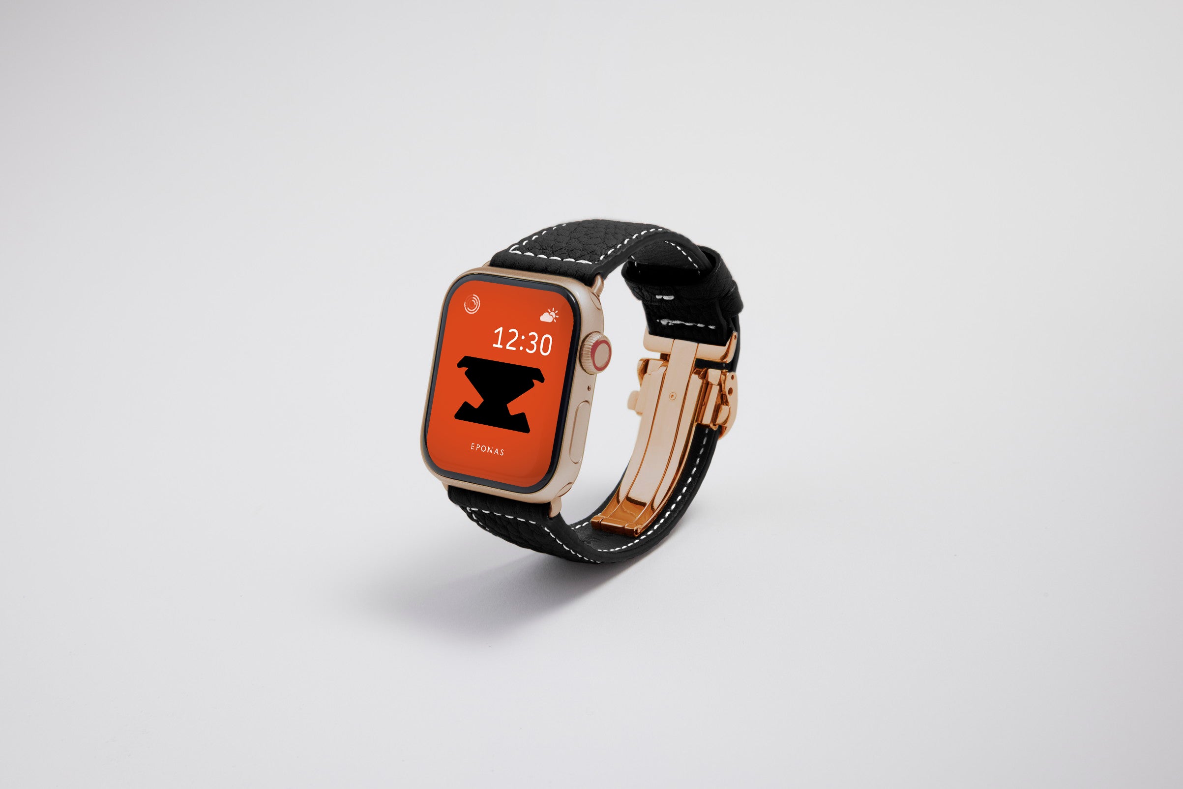 NEW Apple Watch用レザーバンド 45mm 44mm 42mm /ゴールドメタル