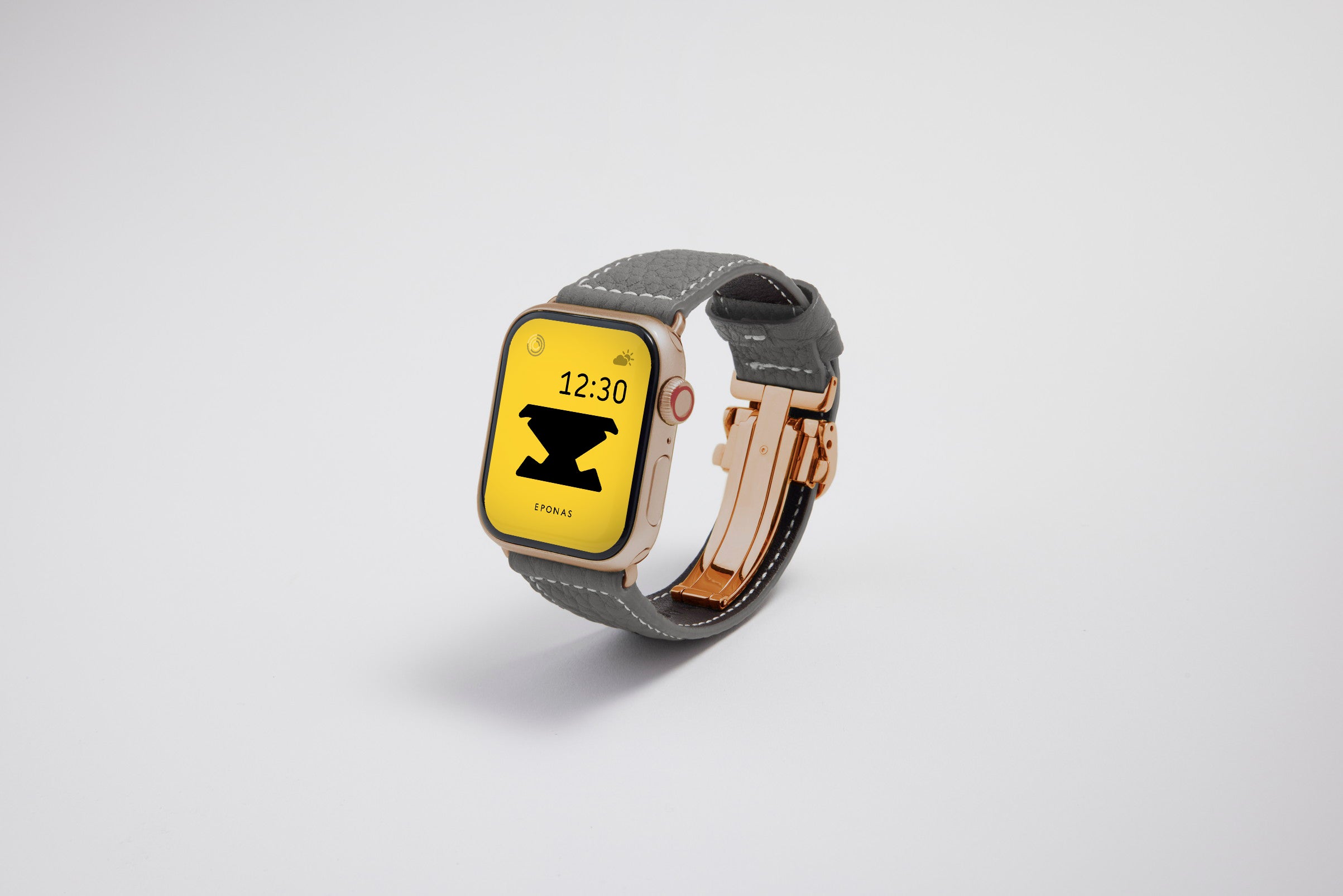 NEW Apple Watch用レザーバンド 45mm 44mm 42mm /ゴールドメタル