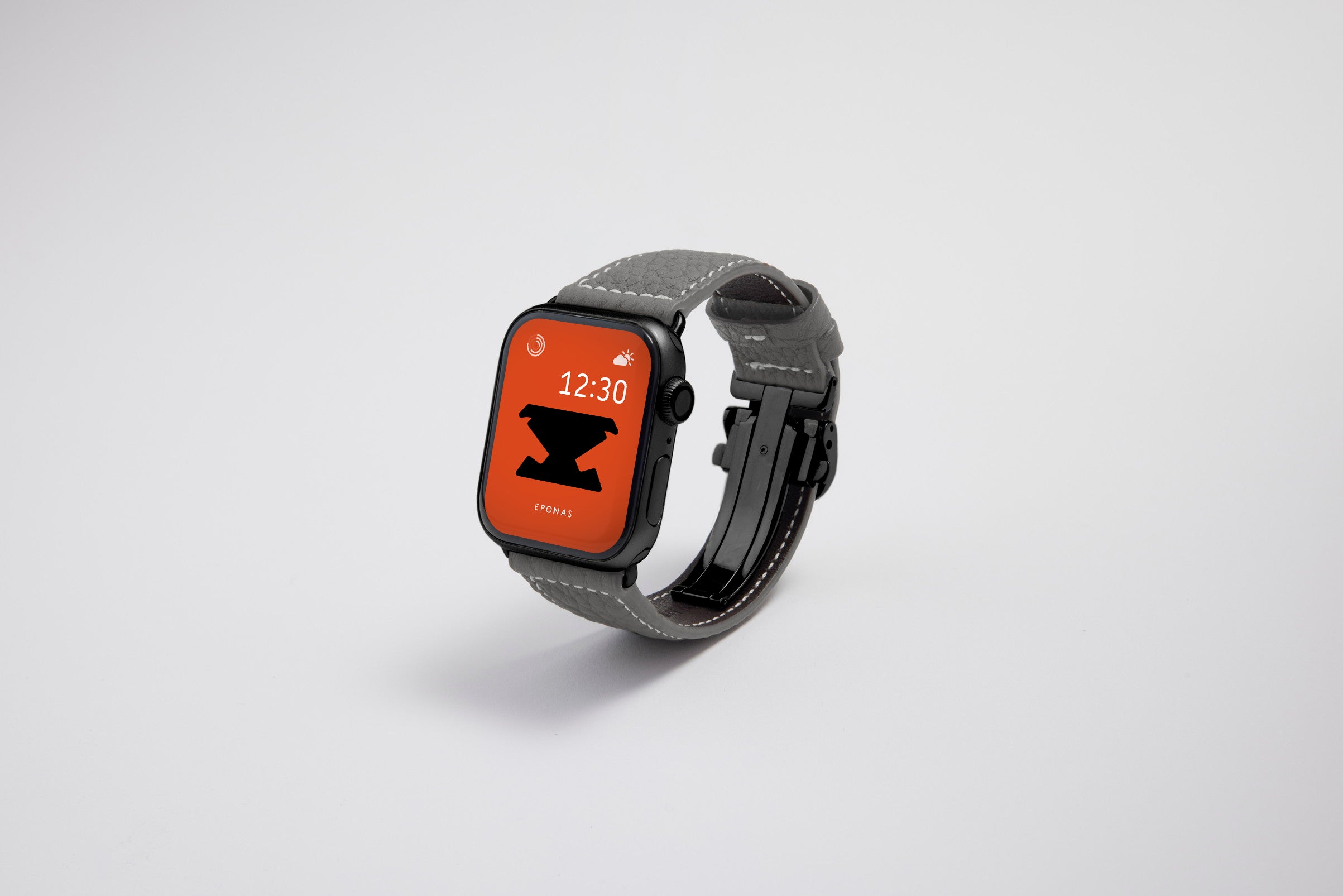 NEW Apple Watch用レザーバンド 45mm 44mm 42mm / ブラックメタル