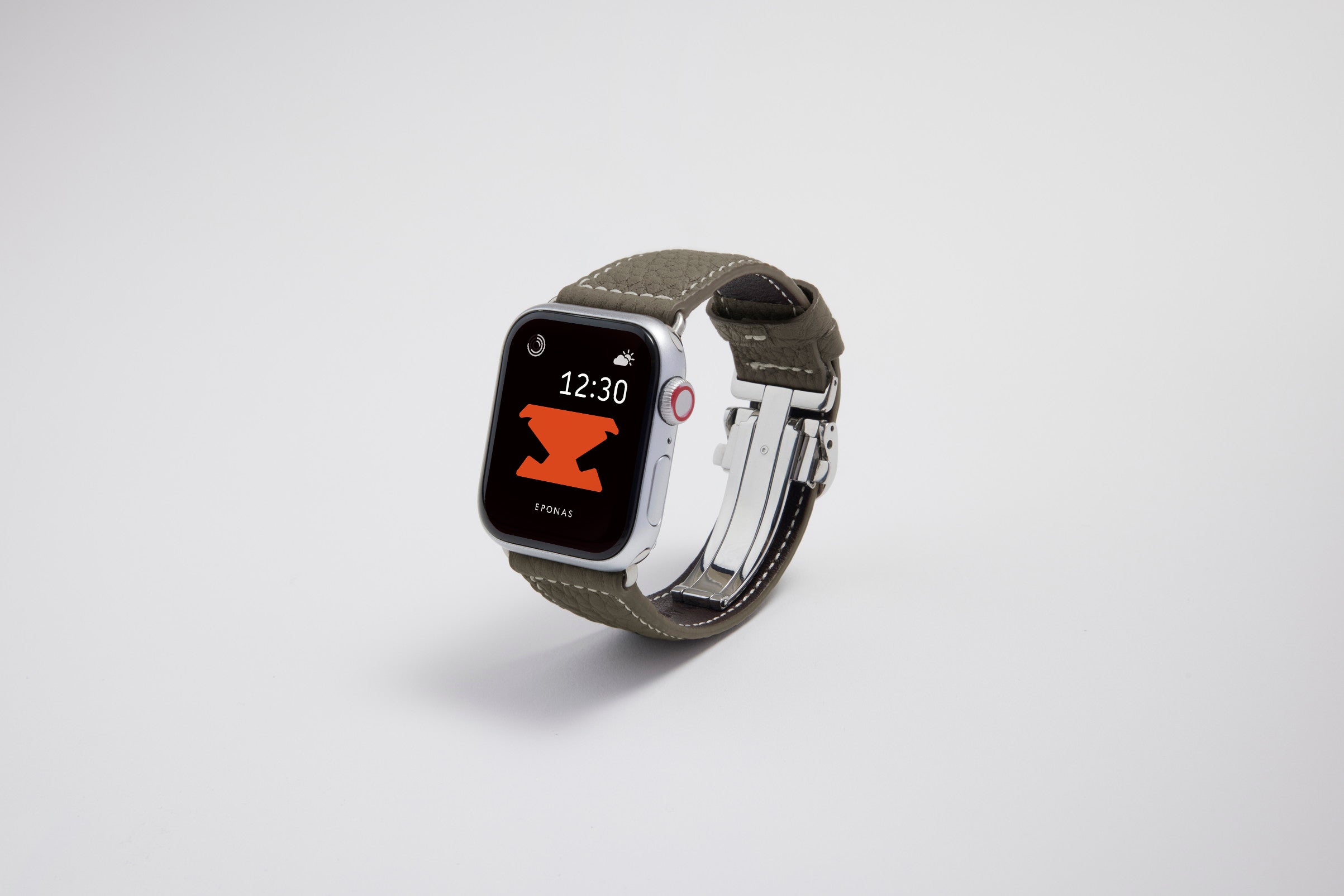 NEW Apple Watch用レザーバンド 45mm 44mm 42mm /シルバーメタル