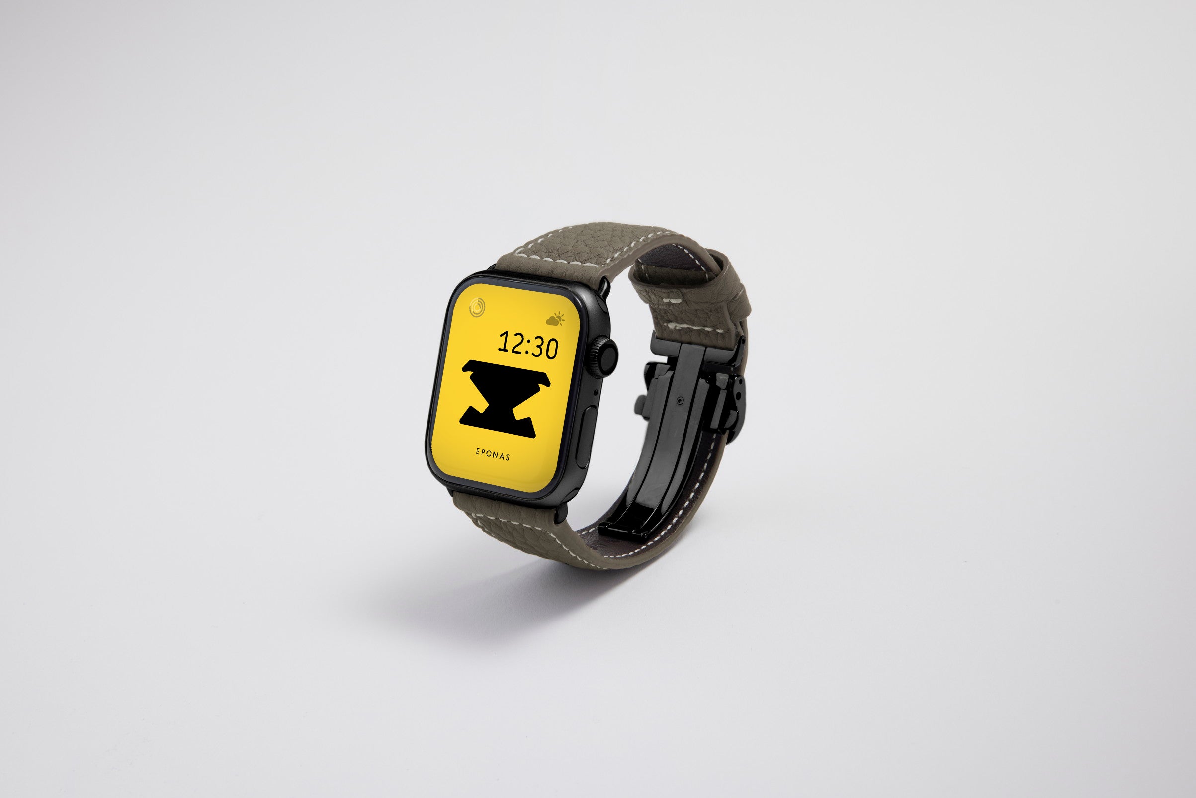 NEW Apple Watch用レザーバンド 45mm 44mm 42mm / ブラックメタル