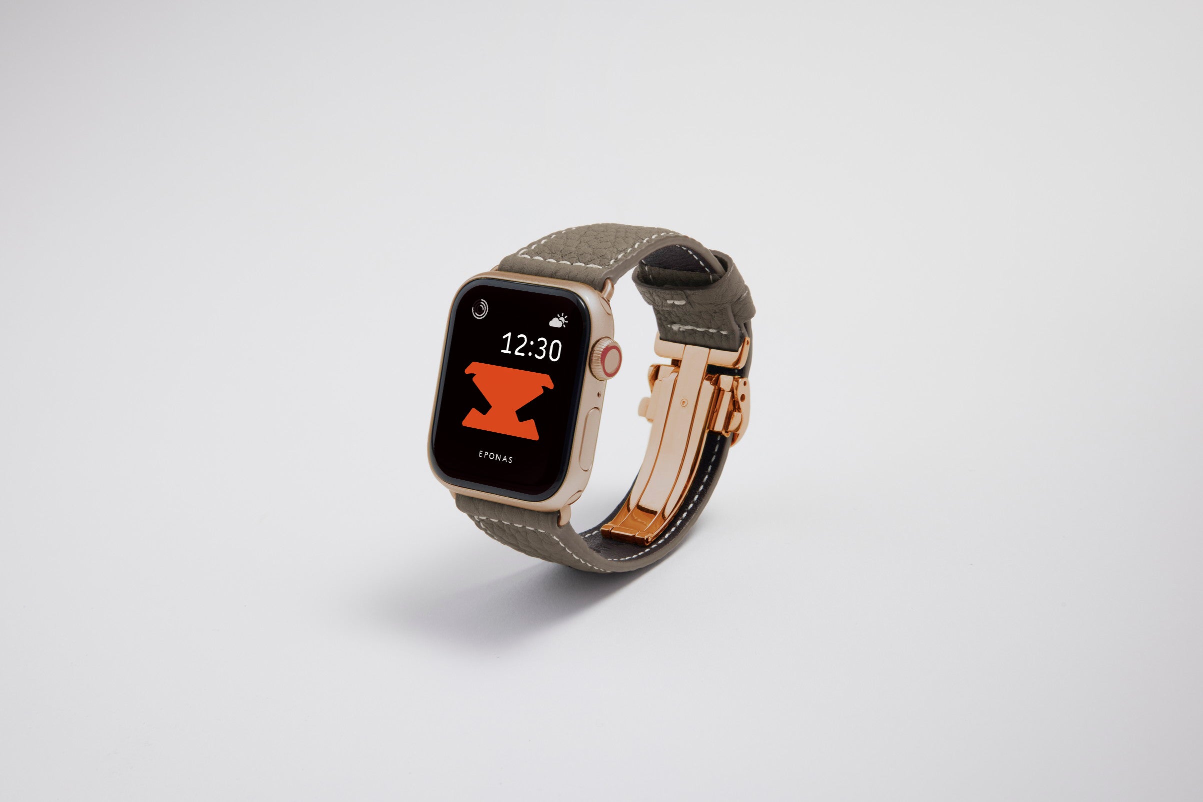 NEW Apple Watch用レザーバンド 45mm 44mm 42mm /ゴールドメタル
