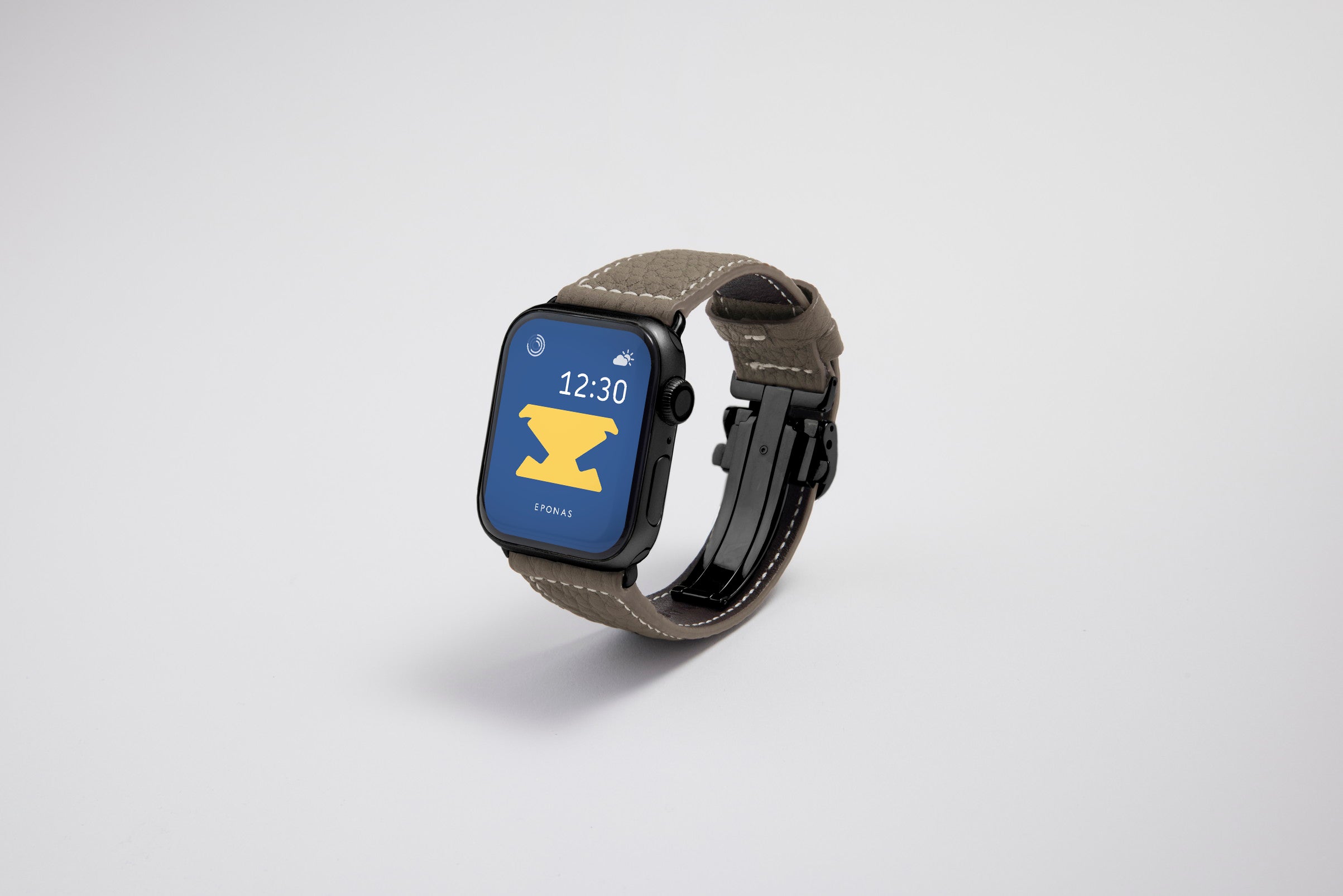NEW Apple Watch用レザーバンド 45mm 44mm 42mm / ブラックメタル