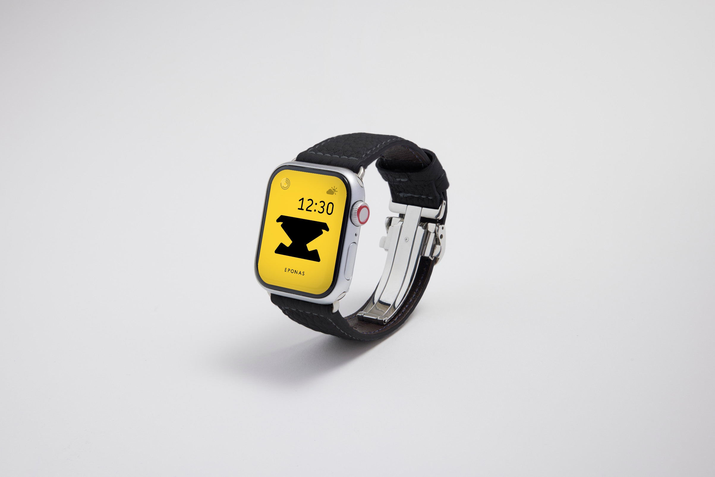 NEW Apple Watch用レザーバンド 45mm 44mm 42mm /シルバーメタル