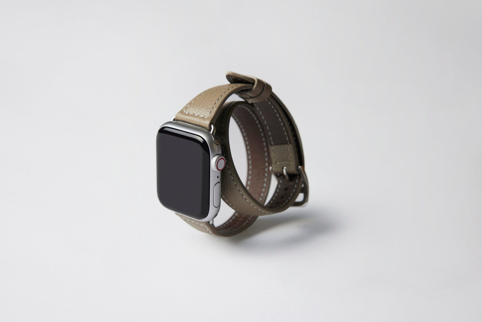 Apple Watch アップルウォッチ用 ドゥーブルレザーバンド 41mm 40mm 38mm シルバーメタル