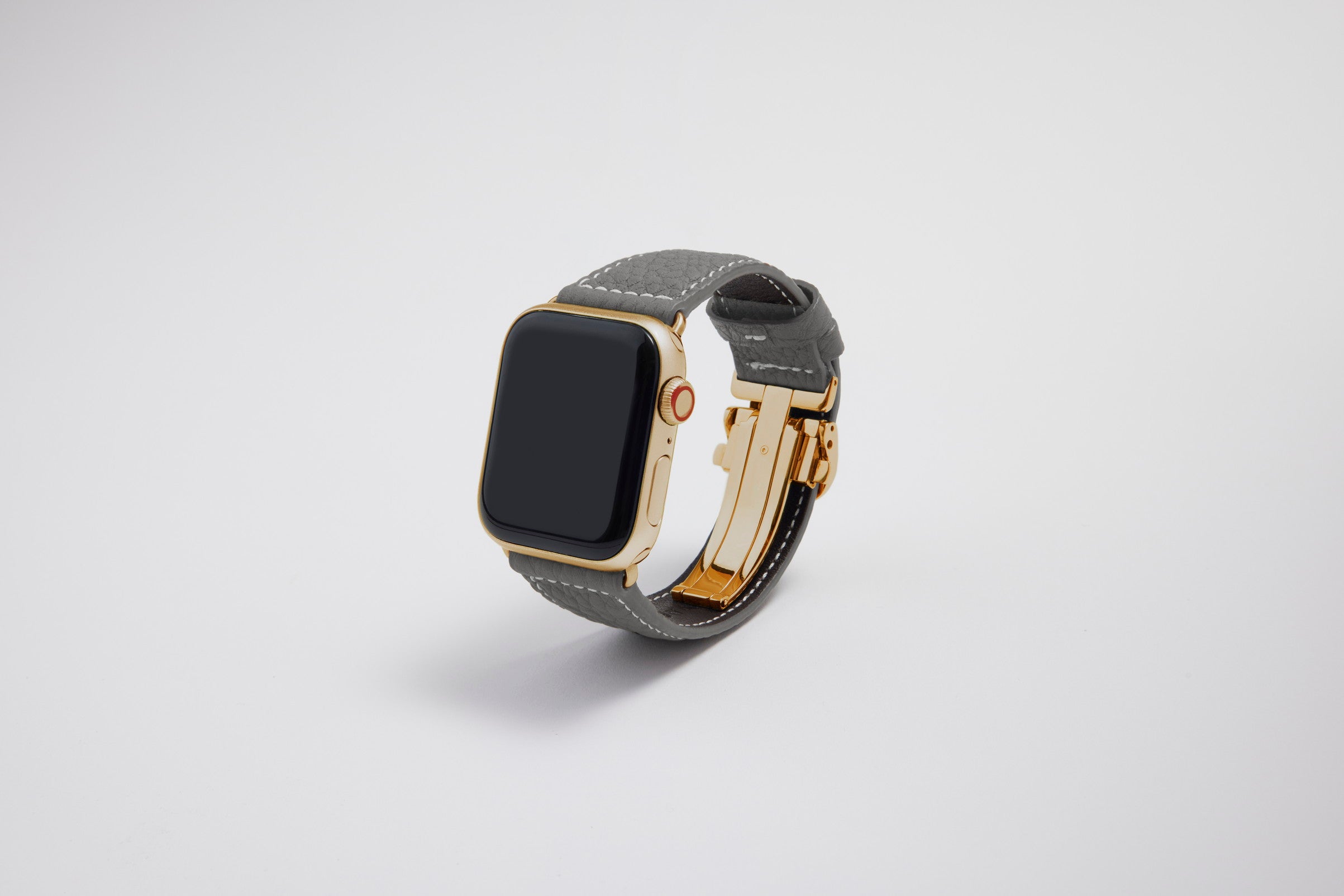 Apple Watch用レザーバンド コペンハーゲングレイ/ホワイトステッチ