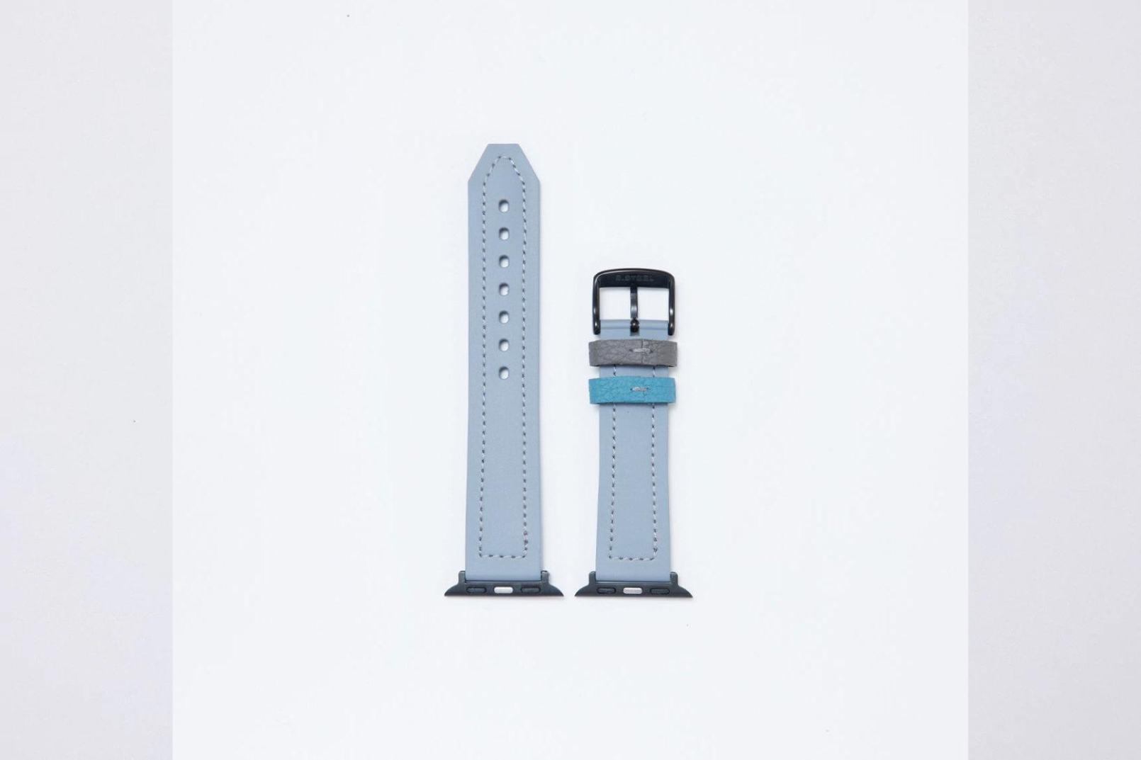 Apple Watch用 スポーツレザーバンド 42mm 41mm 40mm ブラックメタル