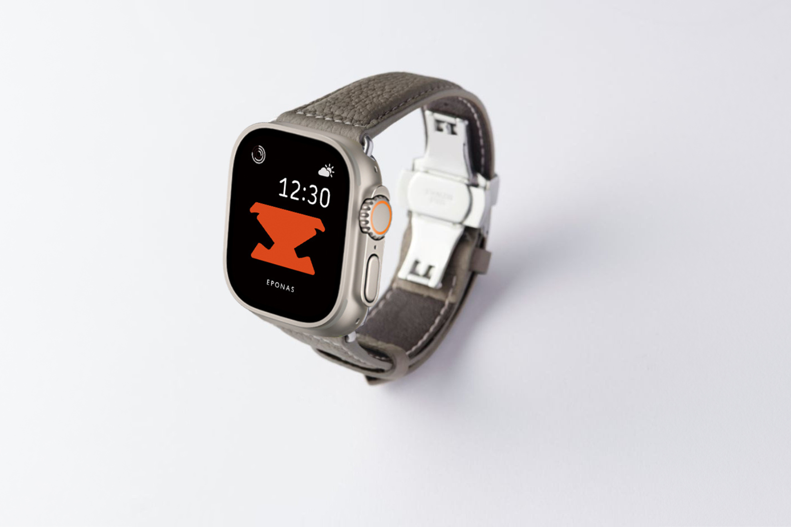 Apple Watch Ultra 49mm 用レザーバンド Wide /シルバーメタル