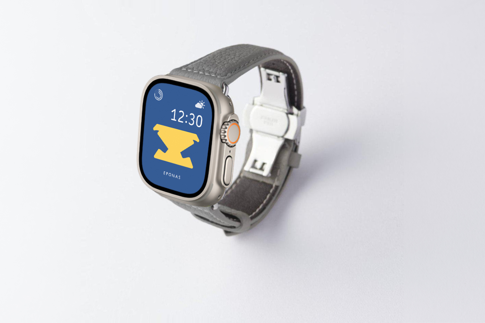 Apple Watch Ultra 49mm 用レザーバンド Wide /シルバーメタル