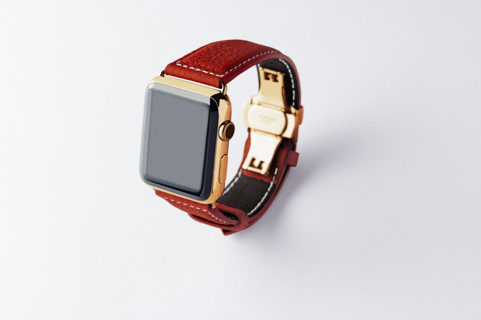 NEW Apple Watch用レザーバンド 45mm 44mm 42mm /イエローゴールドメタル