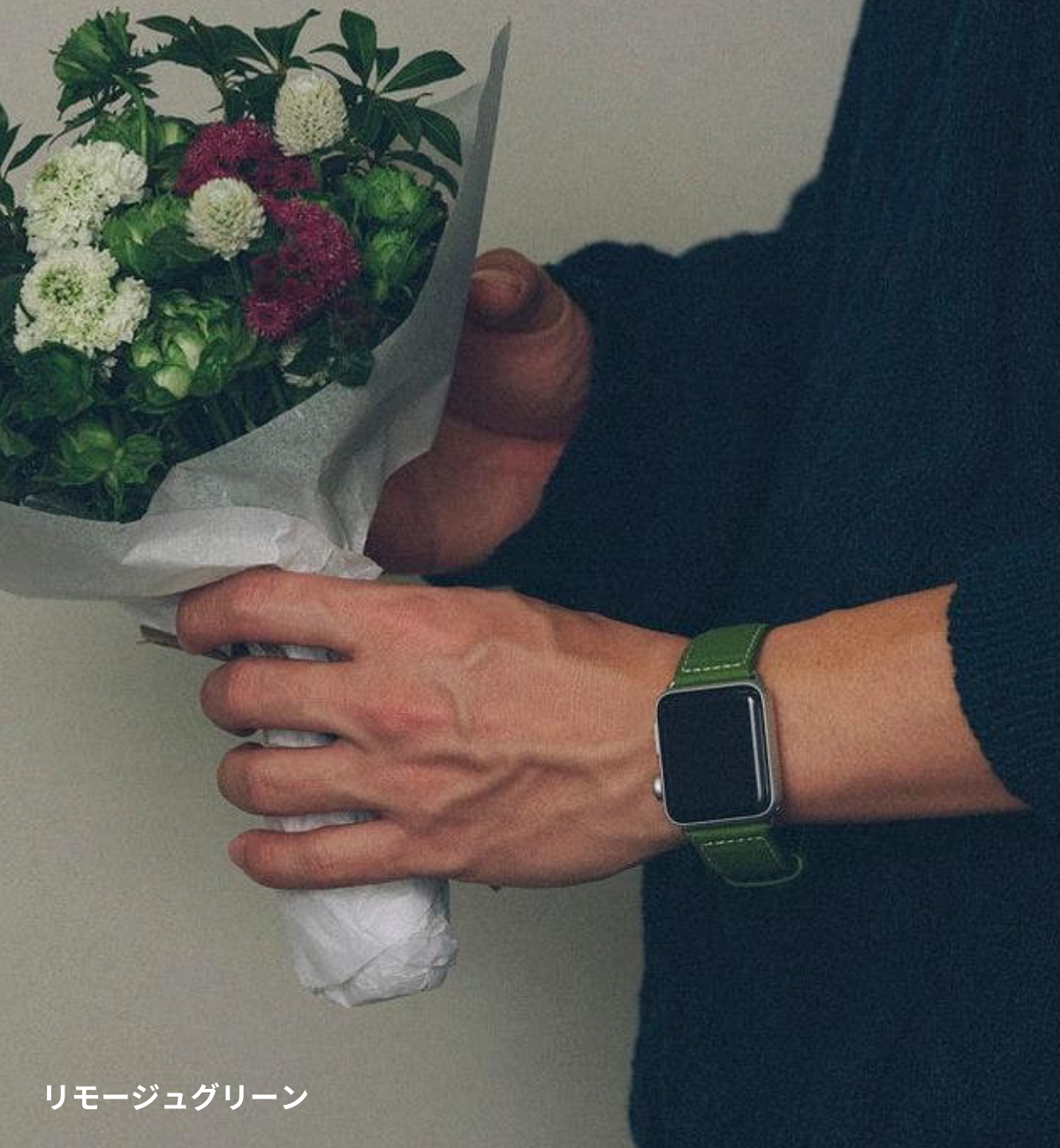 Apple Watch用レザーバンド スカンディナビアンブルー/ブルーステッチ