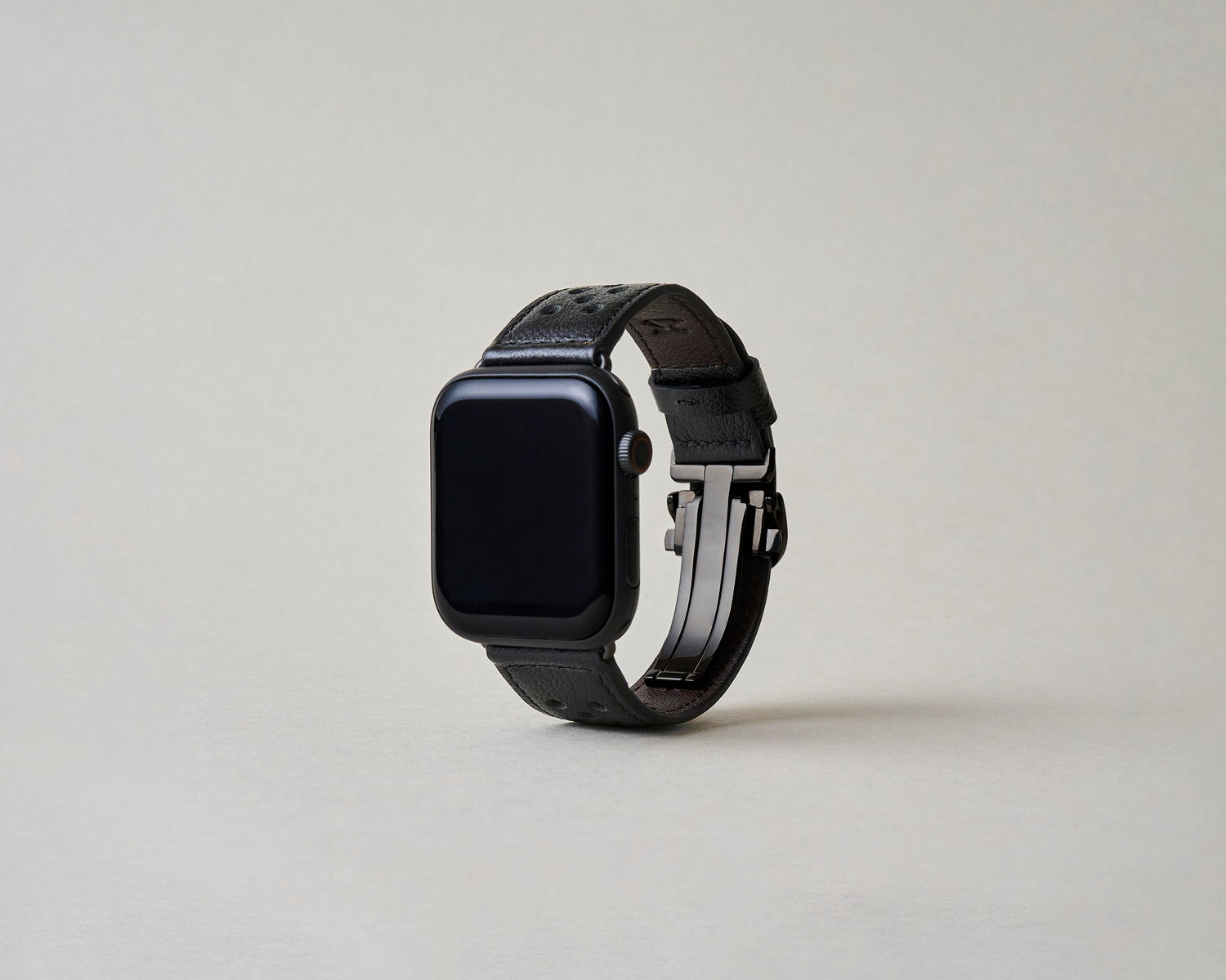 Apple Watch 用 パンチングドッツ レザーバンド Black