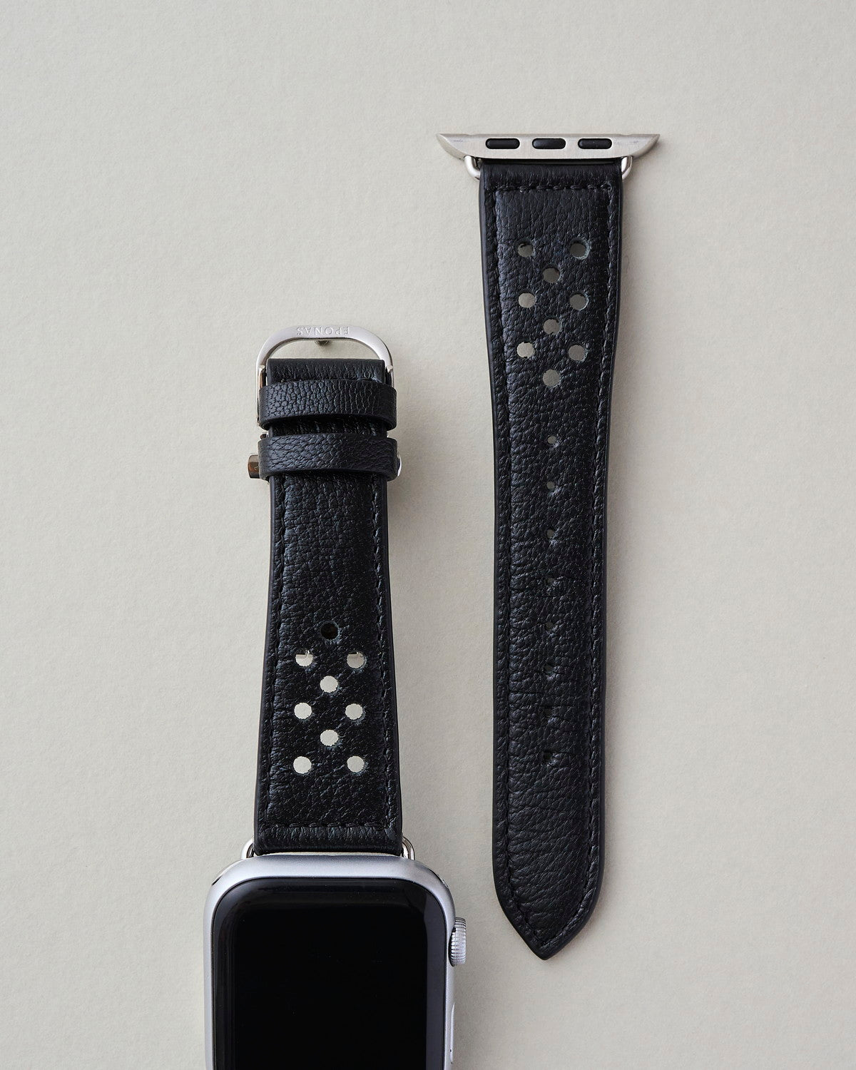 Apple Watch 用 パンチングドッツ レザーバンド Black
