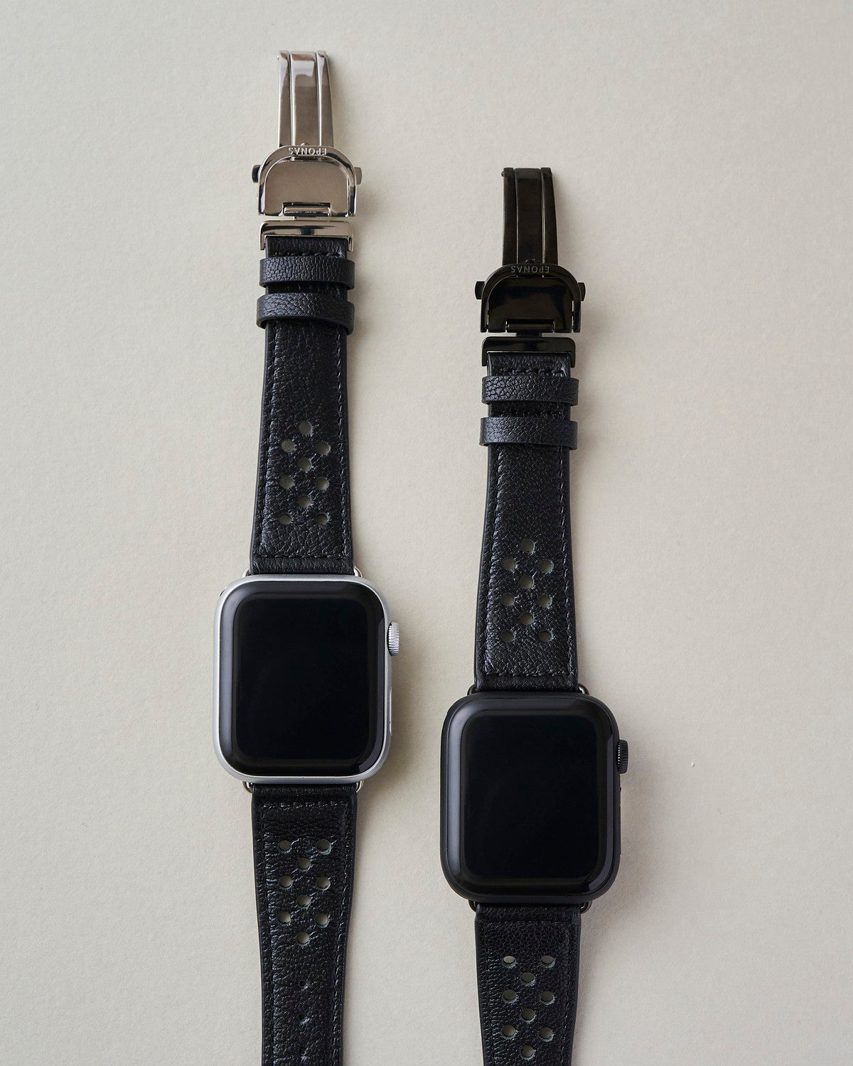 Apple Watch 用 パンチングドッツ レザーバンド Black