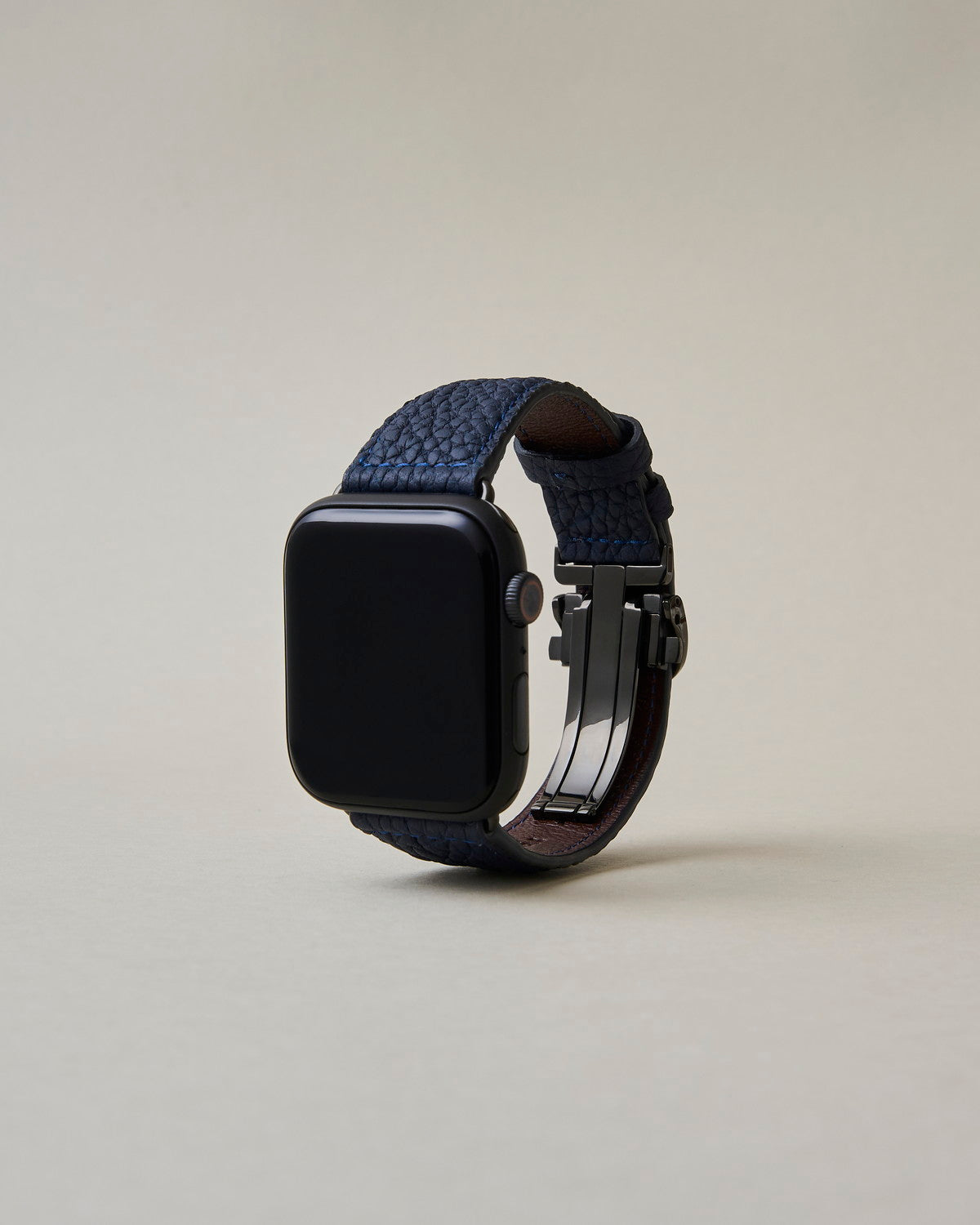Apple Watch用レザーバンド ミッドナイトブルー/ブルーステッチ