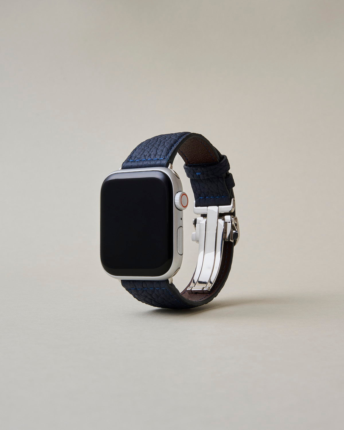Apple Watch用レザーバンド ミッドナイトブルー/ブルーステッチ