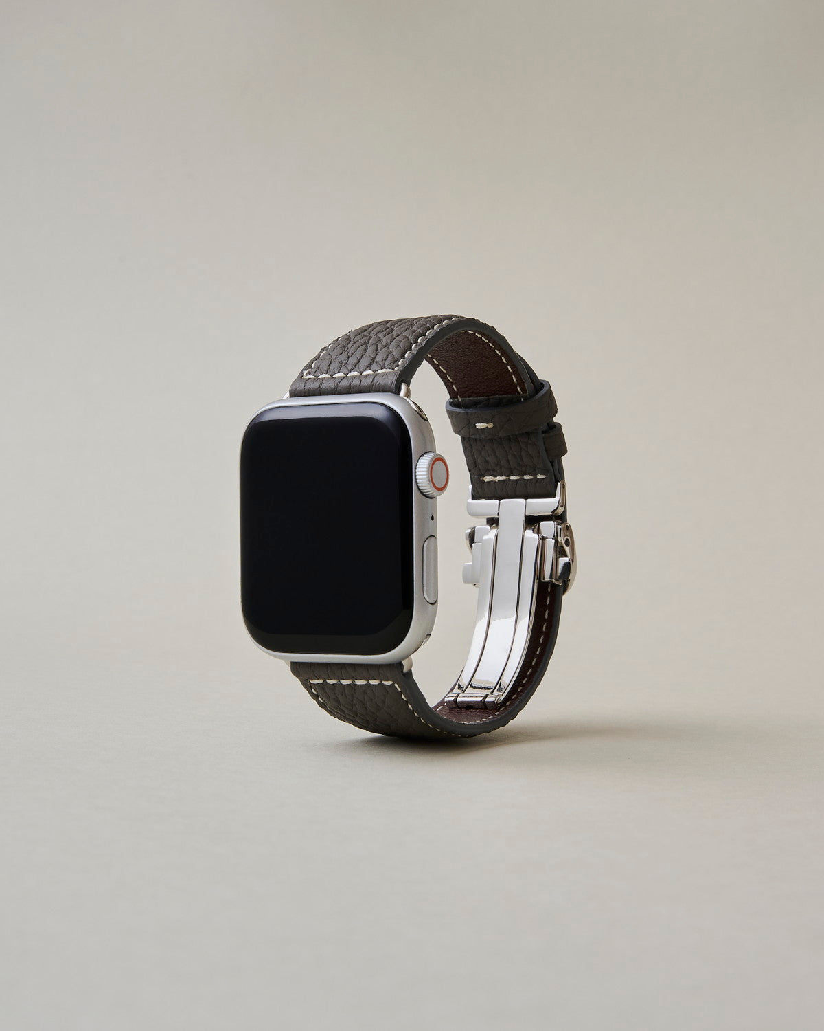 Apple Watch用レザーバンド コペンハーゲングレイ/ホワイトステッチ