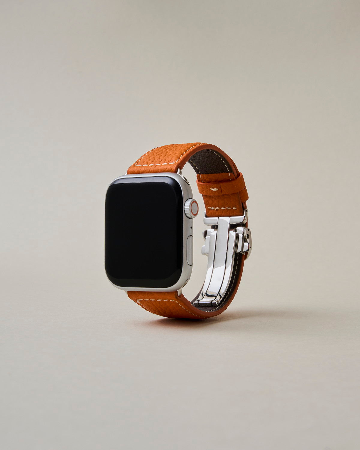 Apple Watch用レザーバンド バルセロナオレンジ/ホワイトステッチ