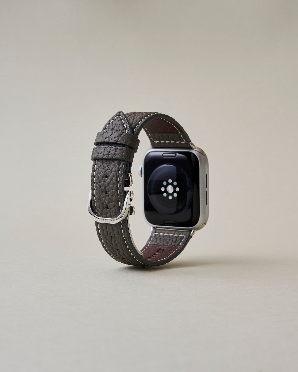 Apple Watch用レザーバンド コペンハーゲングレイ/ホワイトステッチ