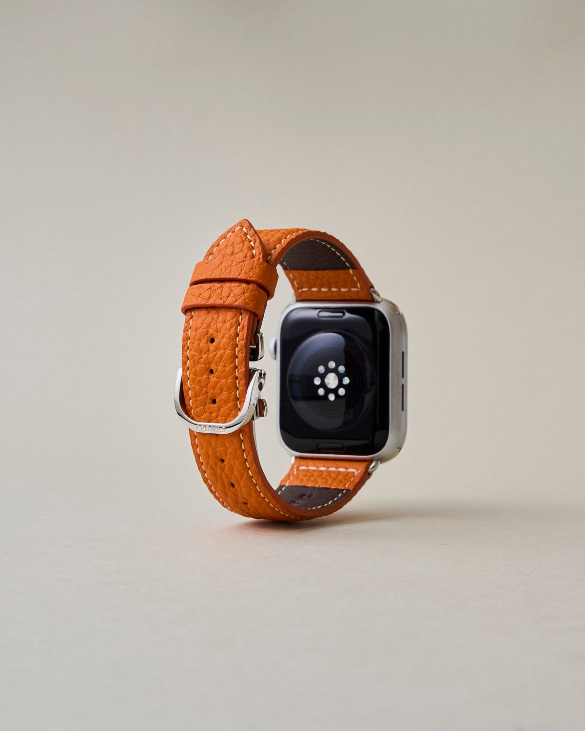 Apple Watch用レザーバンド バルセロナオレンジ/ホワイトステッチ