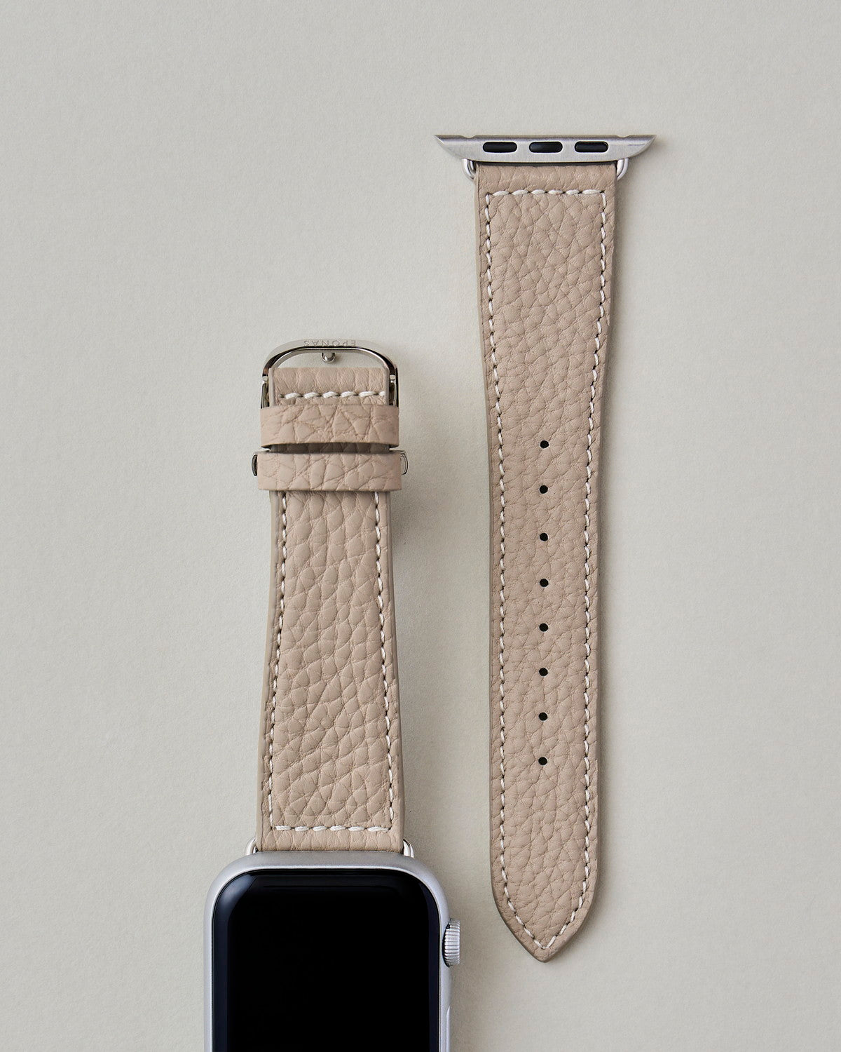 Apple Watch用レザーバンド ボヘミアングレージュ/ホワイトステッチ