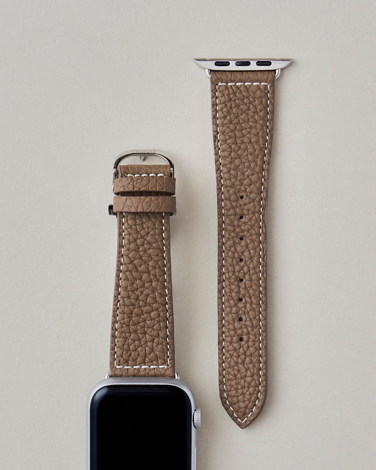Apple Watch用レザーバンド モナコエトープ/ホワイトステッチ