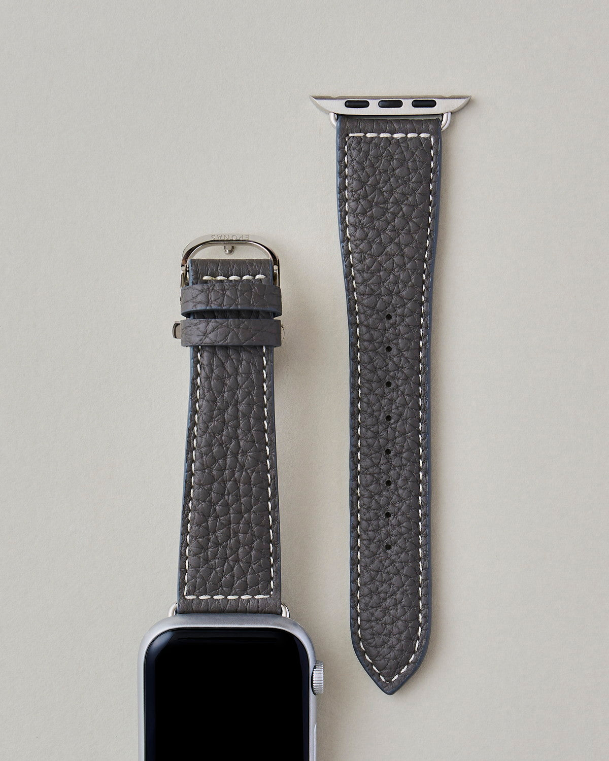 Apple Watch用レザーバンド コペンハーゲングレイ/ホワイトステッチ