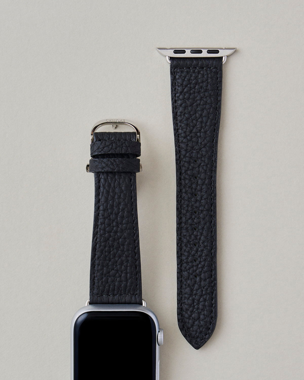Apple Watch用レザーバンド ベルジアンブラック/ブラックステッチ