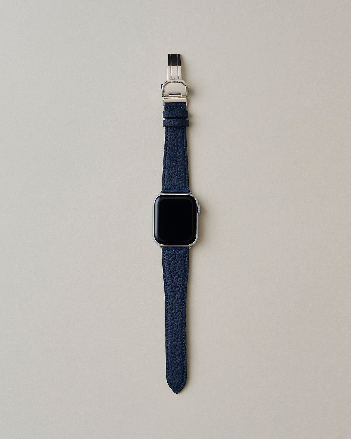Apple Watch用レザーバンド ミッドナイトブルー/ブルーステッチ