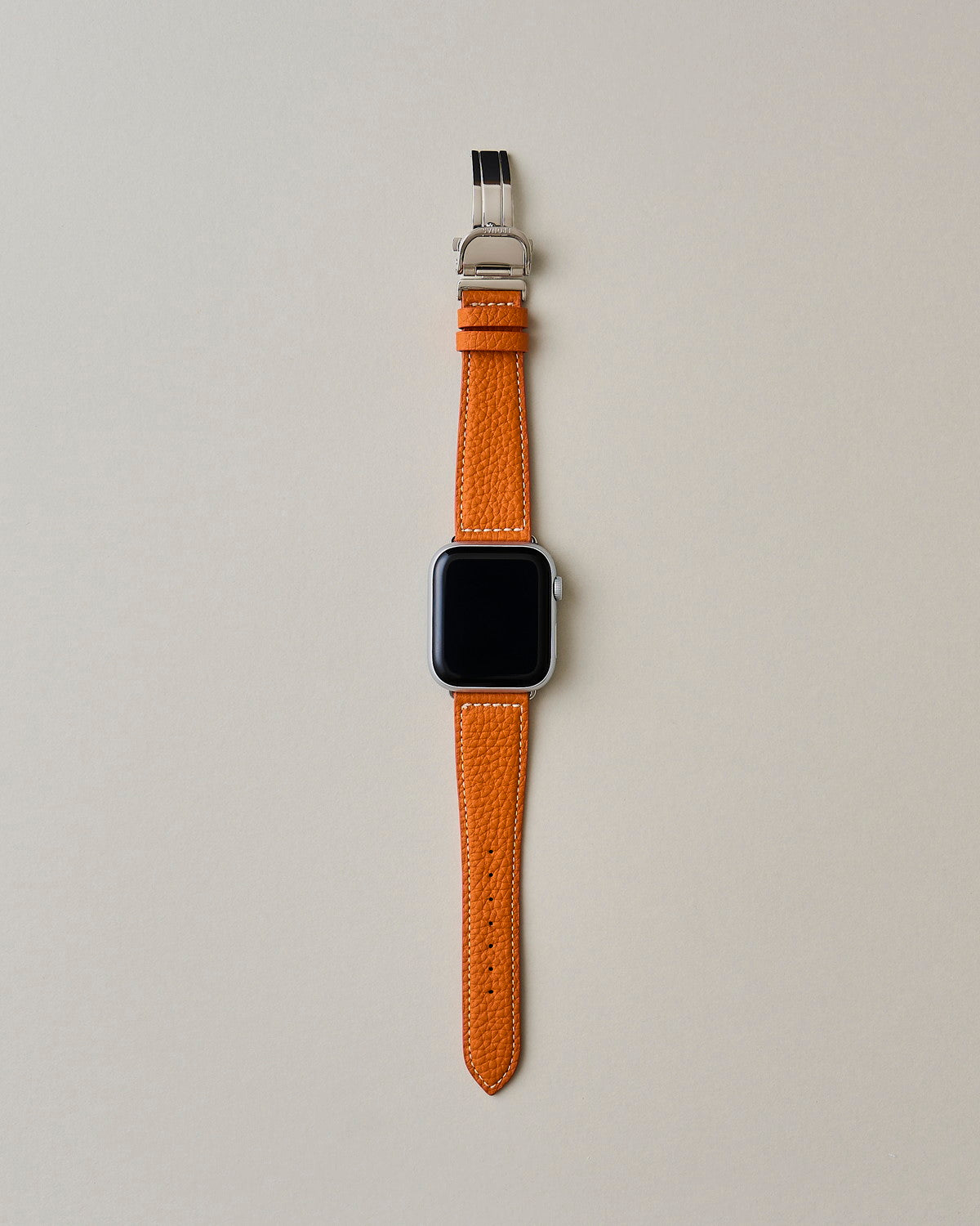 Apple Watch用レザーバンド バルセロナオレンジ/ホワイトステッチ