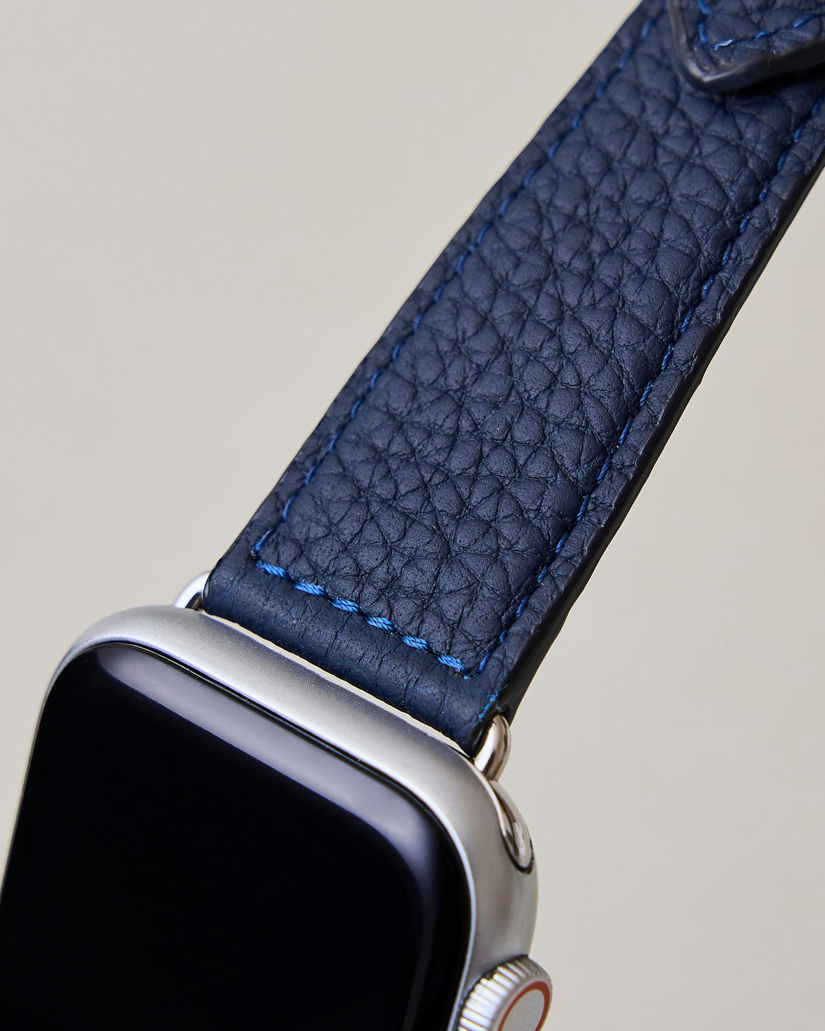 Apple Watch用レザーバンド ミッドナイトブルー/ブルーステッチ