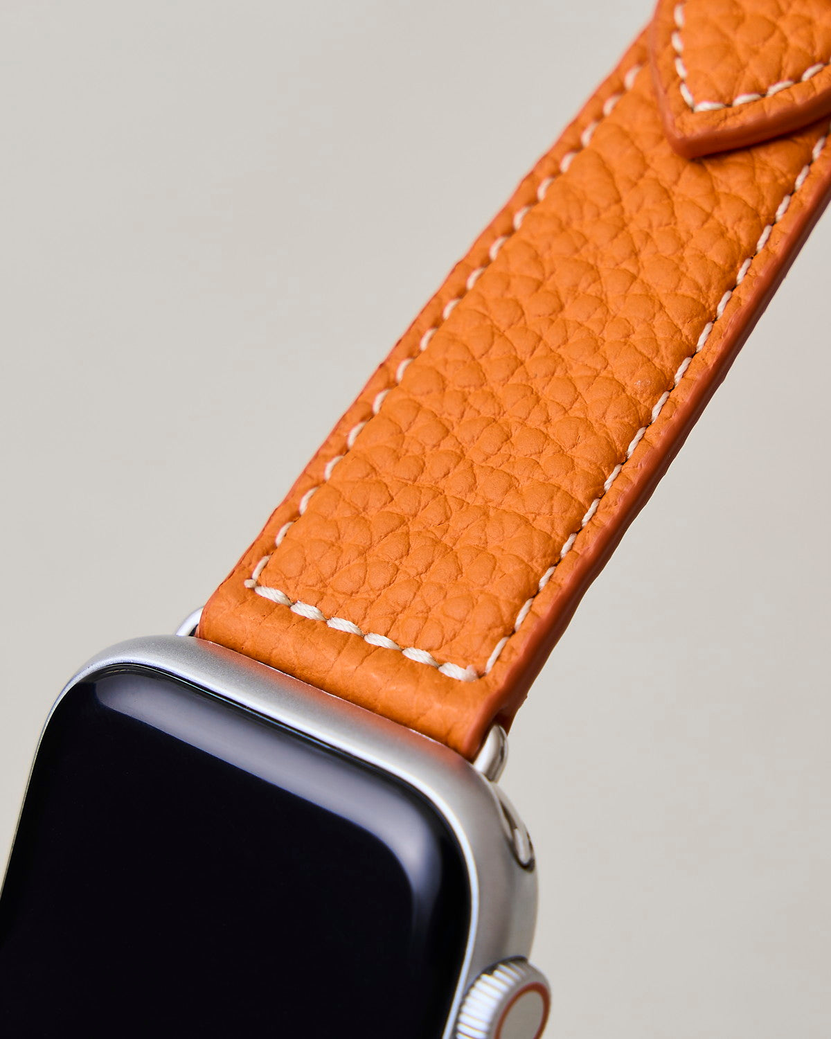 Apple Watch用レザーバンド バルセロナオレンジ/ホワイトステッチ