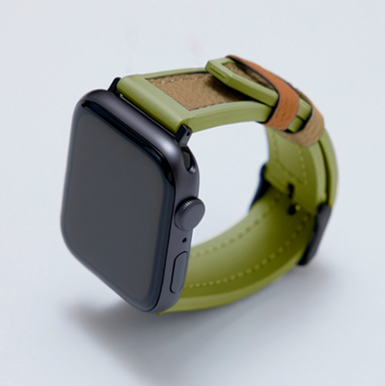 Apple Watch用 スポーツレザーバンド 42mm 41mm 40mm ブラックメタル