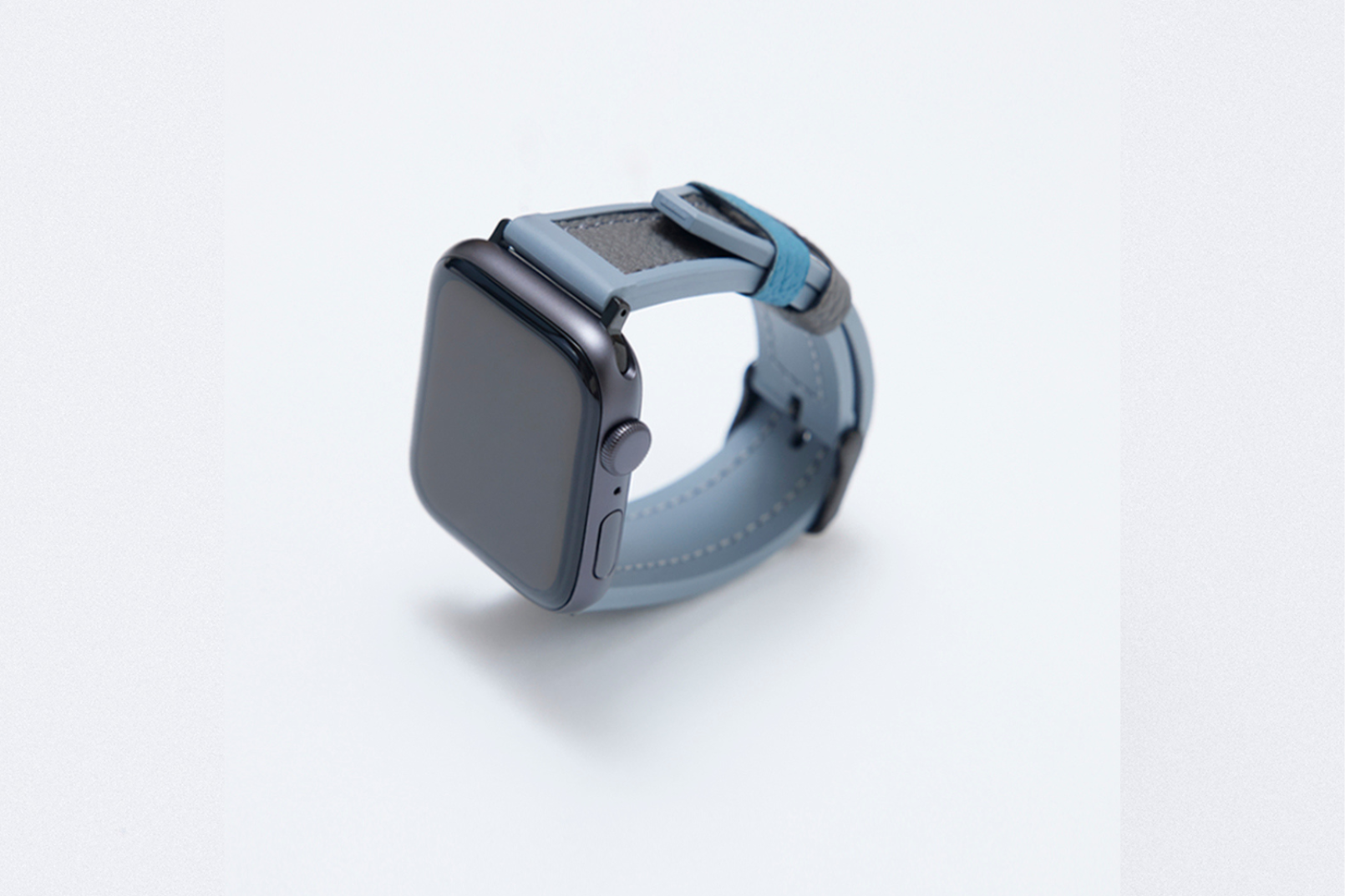 Apple Watch用 スポーツレザーバンド 42mm 41mm 40mm ブラックメタル