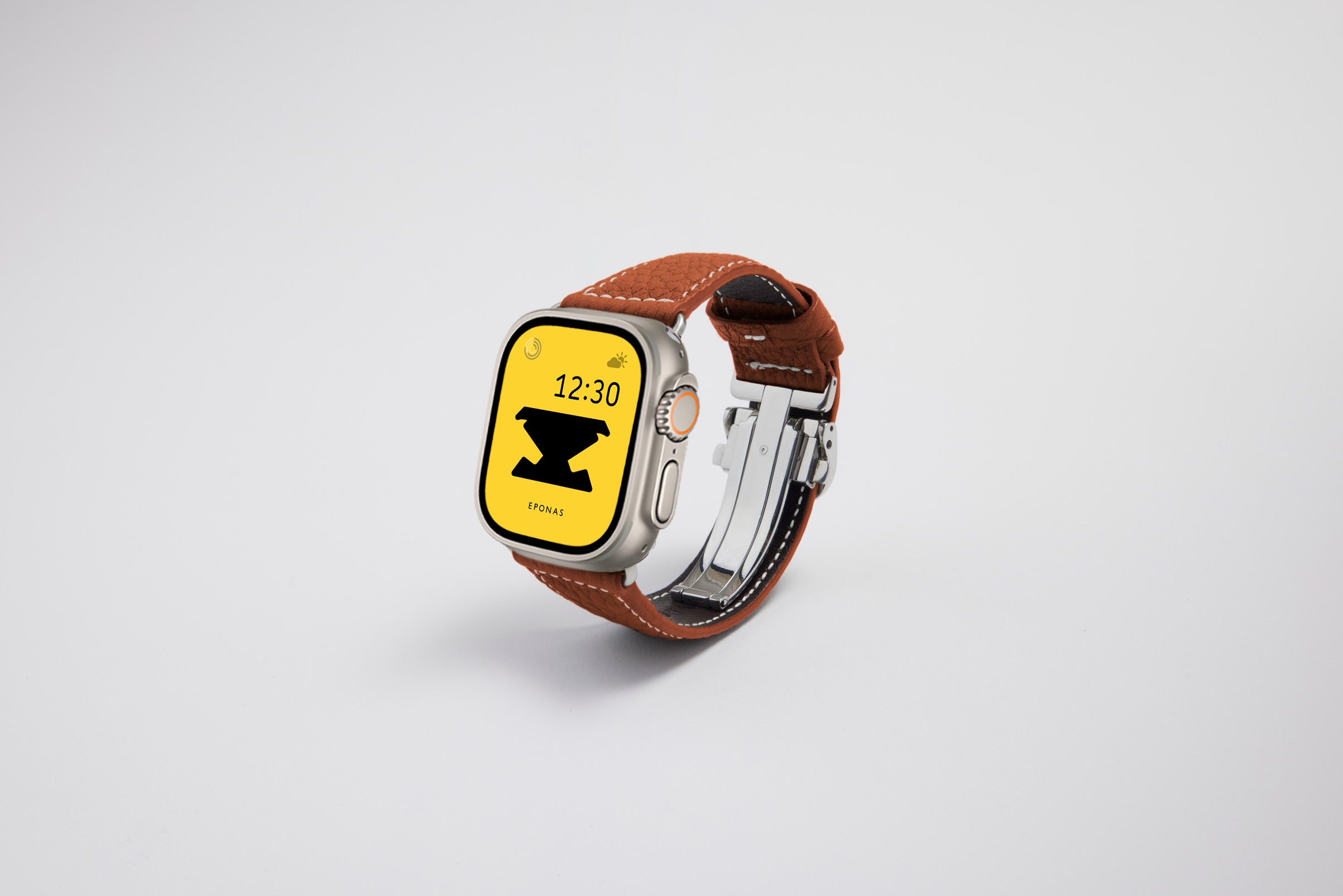 Apple Watch Ultra 49mm 用レザーバンド Wide /シルバーメタル