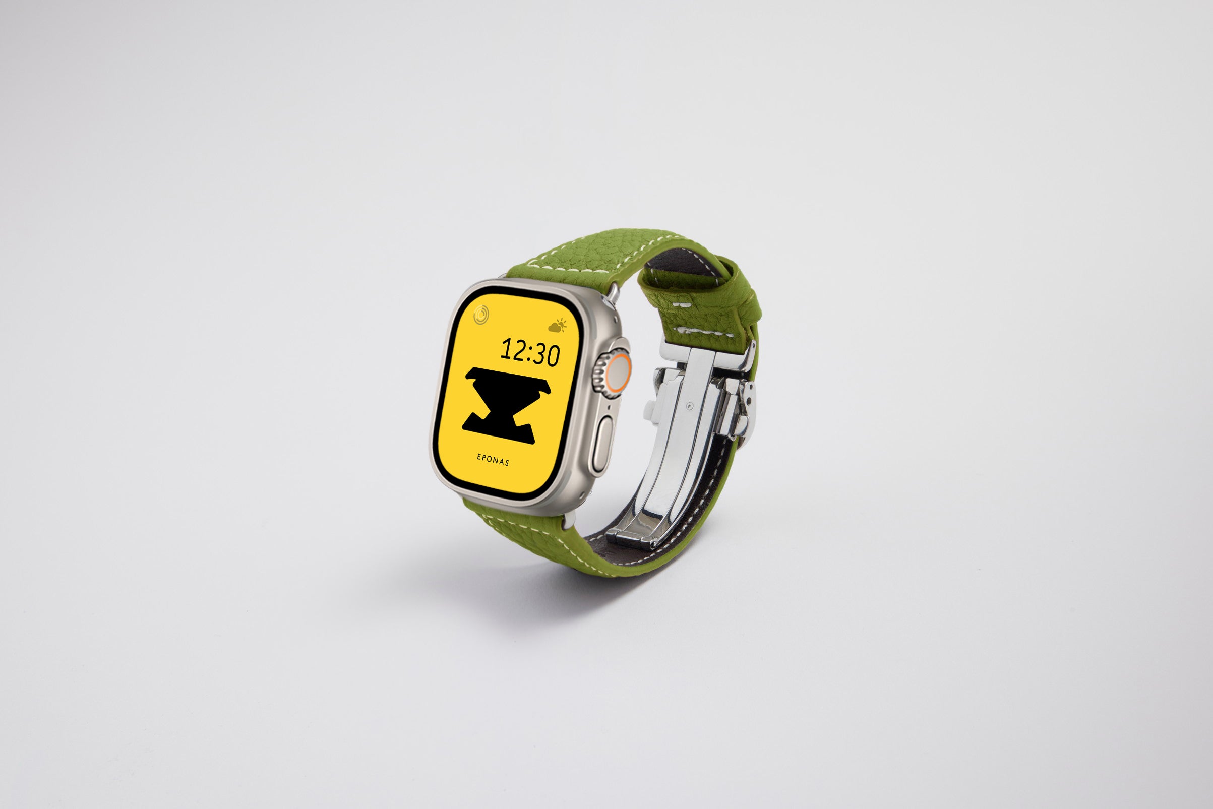 Apple Watch Ultra 49mm 用レザーバンド Wide /シルバーメタル