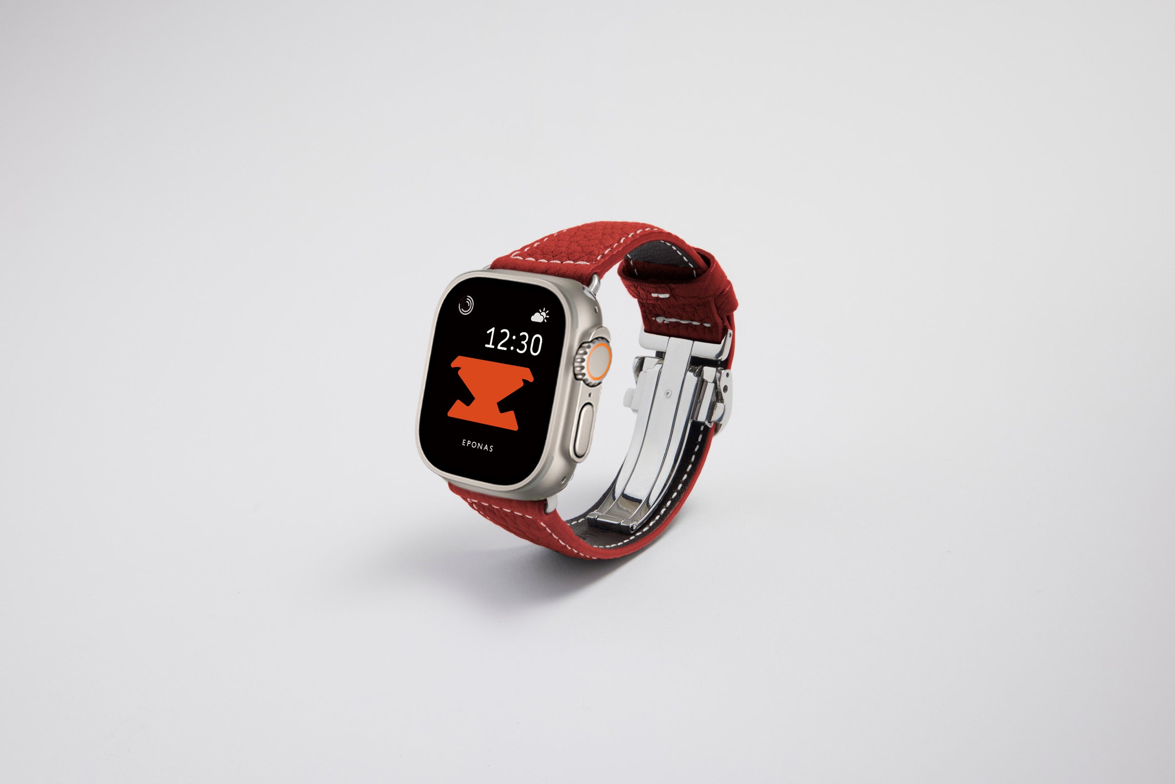 Apple Watch Ultra 49mm 用レザーバンド Wide /シルバーメタル
