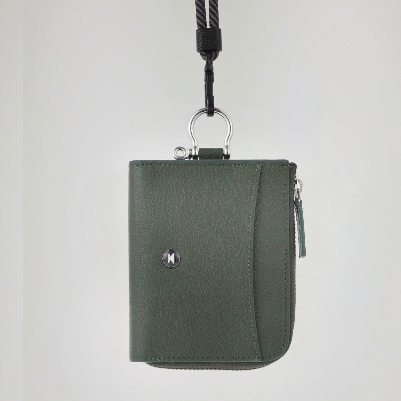 ジップレザーウォレット モスグリーン AirTag 収納ポケット付き / Zip Leather Wallet Moss green