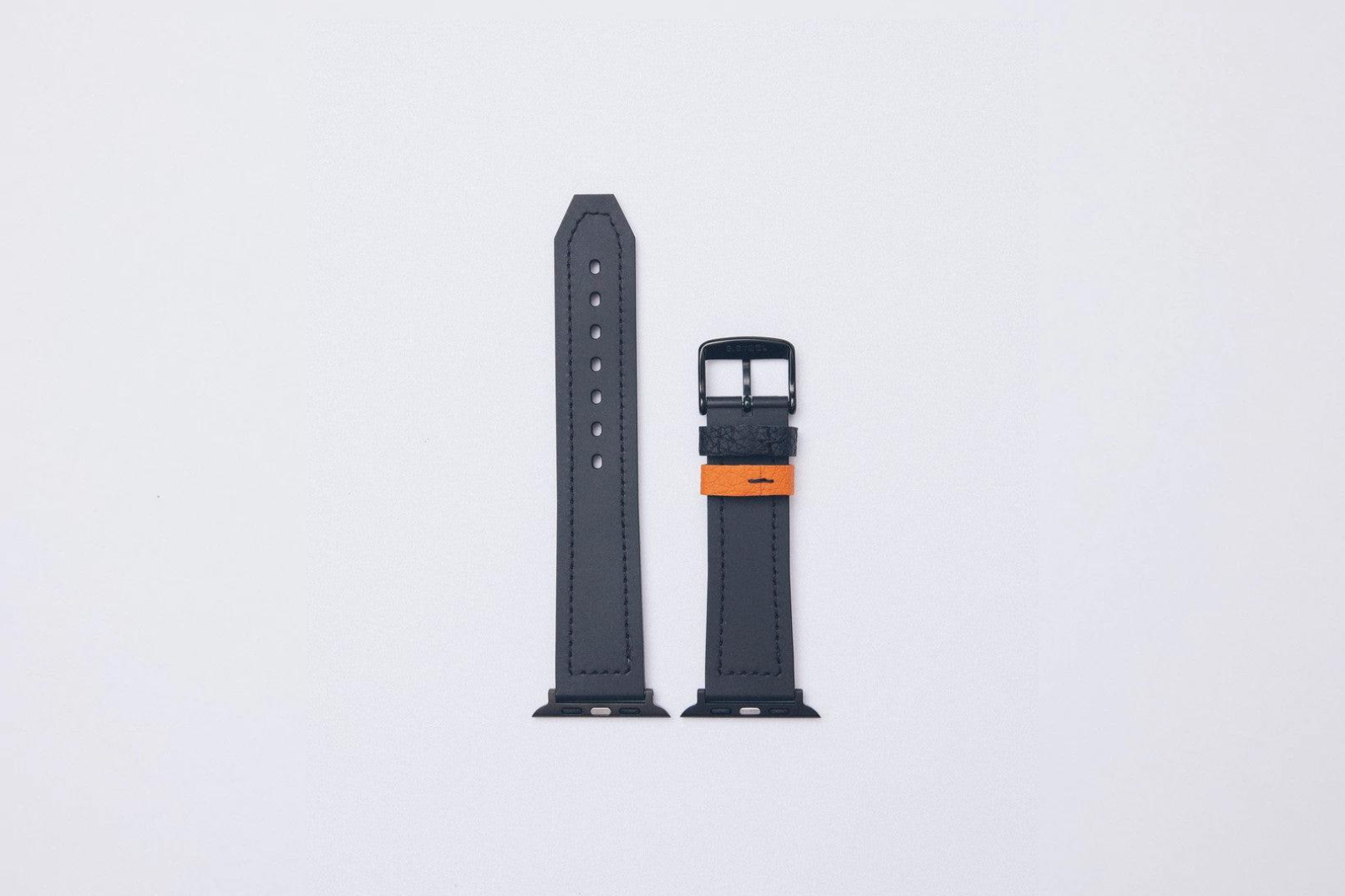 Apple Watch用 スポーツレザーバンド 42mm 41mm 40mm ブラックメタル