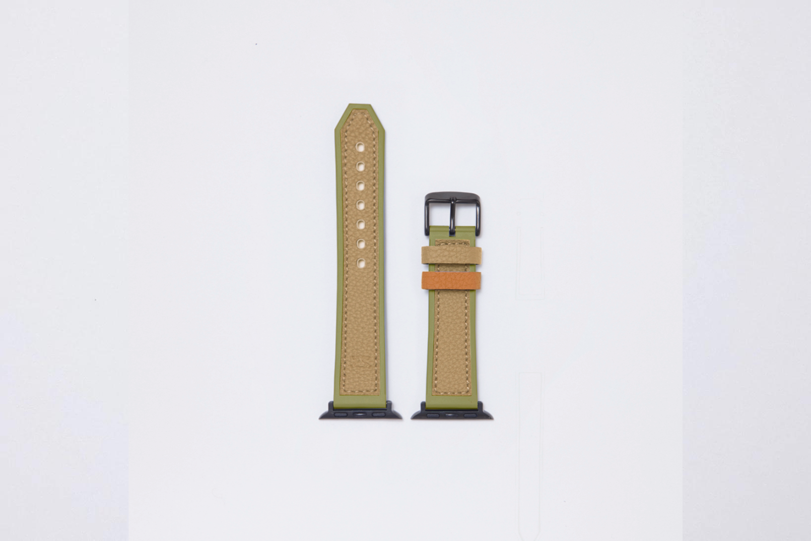 Apple Watch用 スポーツレザーバンド 42mm 41mm 40mm ブラックメタル