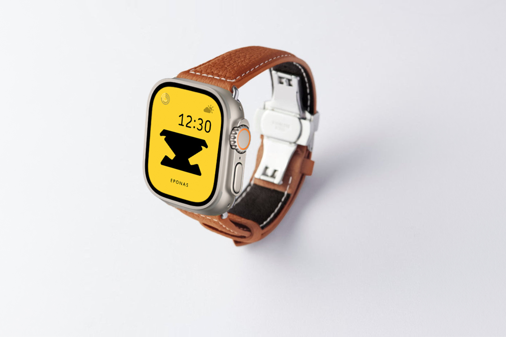 Apple Watch Ultra 49mm 用レザーバンド Wide /シルバーメタル