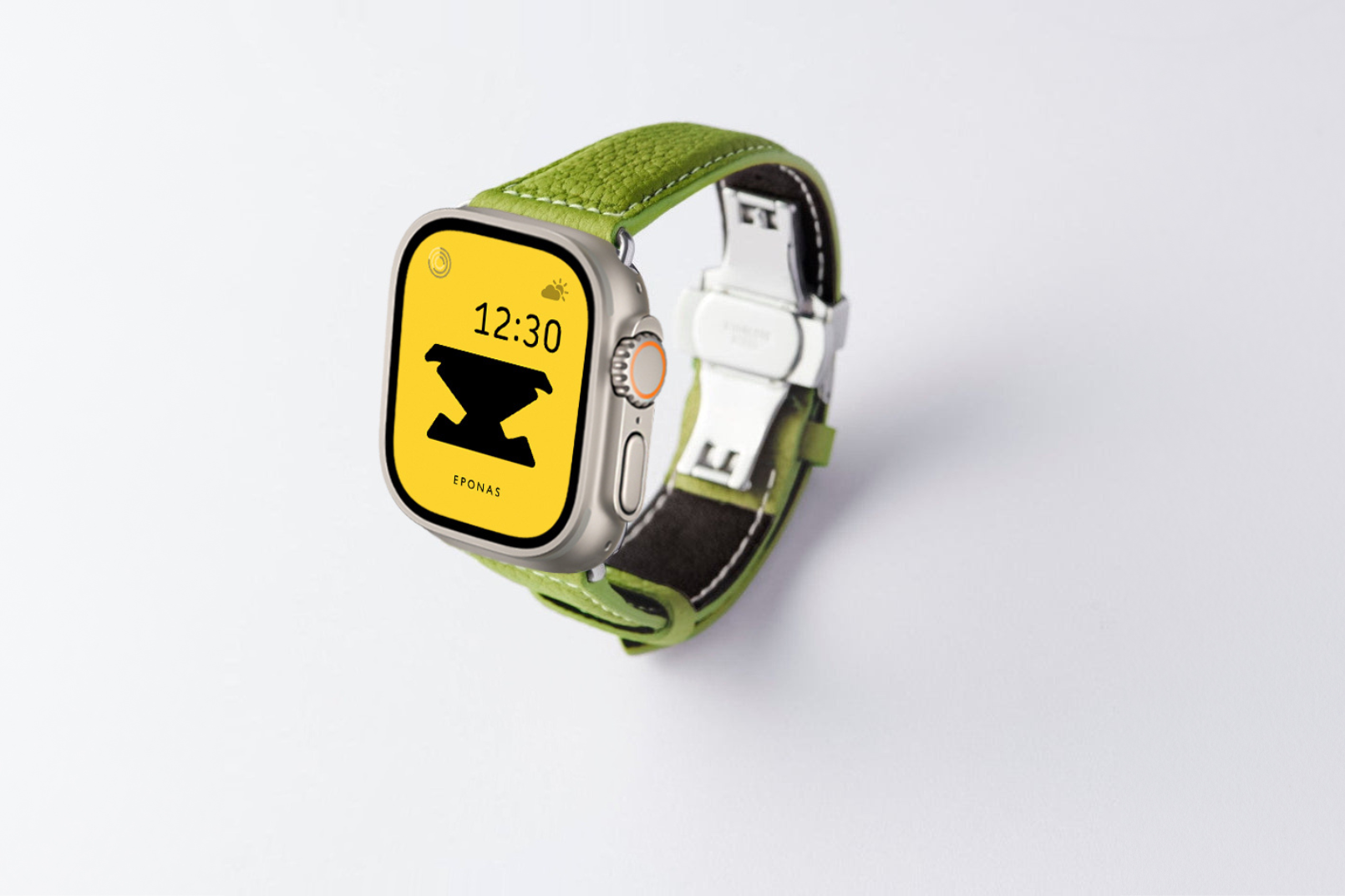 Apple Watch Ultra 49mm 用レザーバンド Wide /シルバーメタル