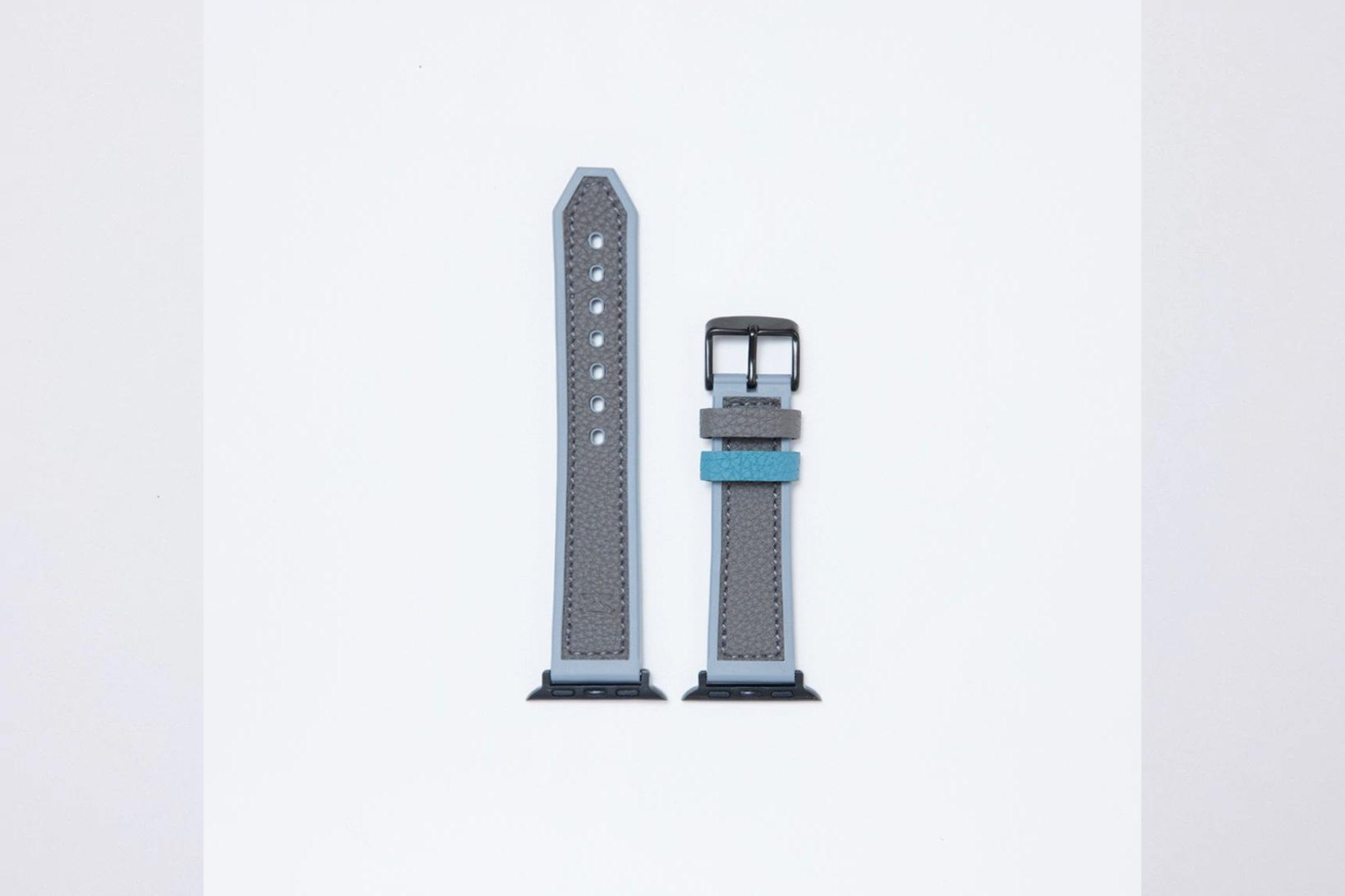 Apple Watch用 スポーツレザーバンド 42mm 41mm 40mm ブラックメタル