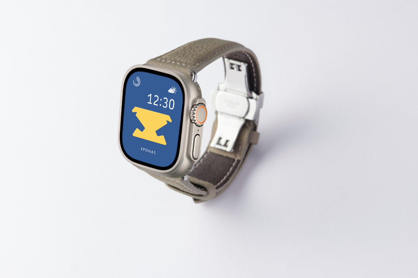 Apple Watch Ultra 49mm 用レザーバンド Wide /シルバーメタル