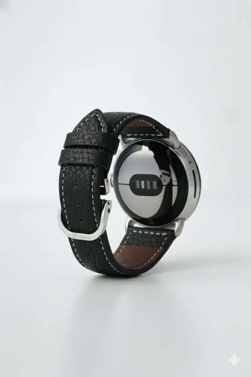 45mm 用 Google Pixel Watch用レザーバンド / シルバーメタル