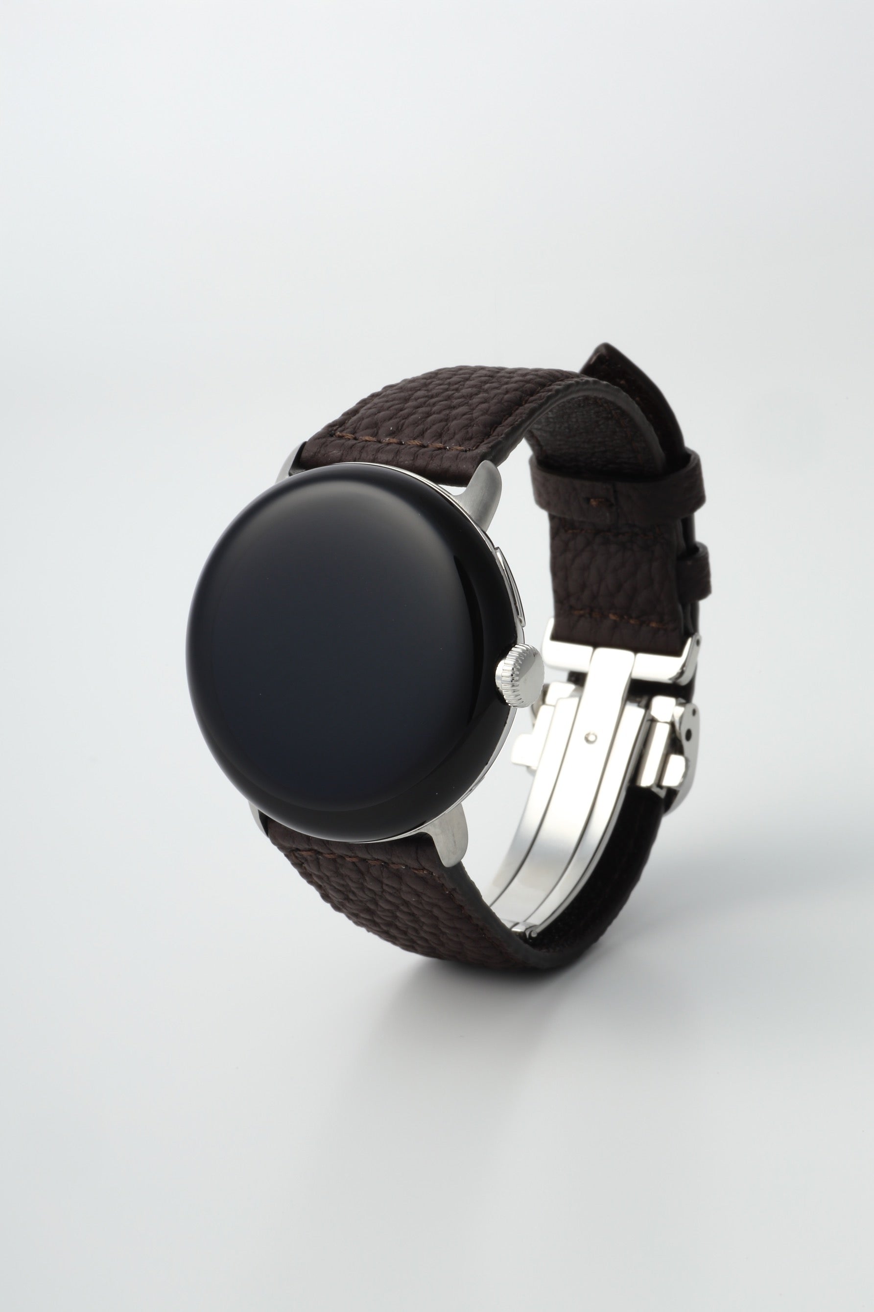 45mm 用 Google Pixel Watch用レザーバンド / シルバーメタル