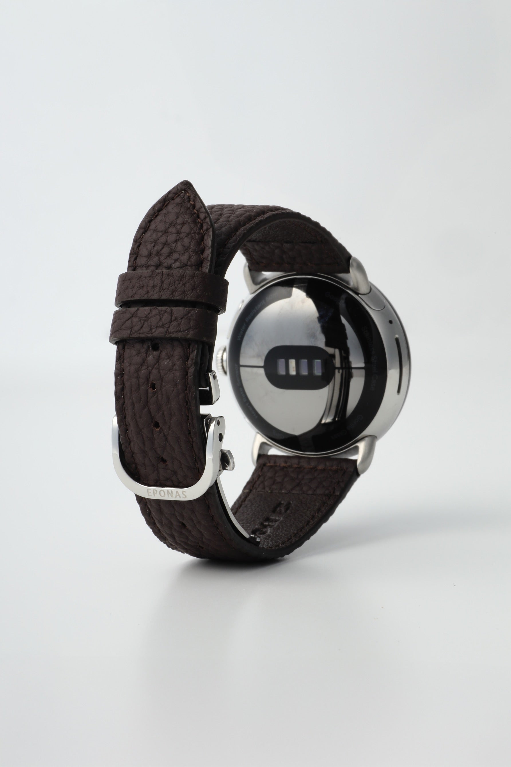 45mm 用 Google Pixel Watch用レザーバンド / シルバーメタル