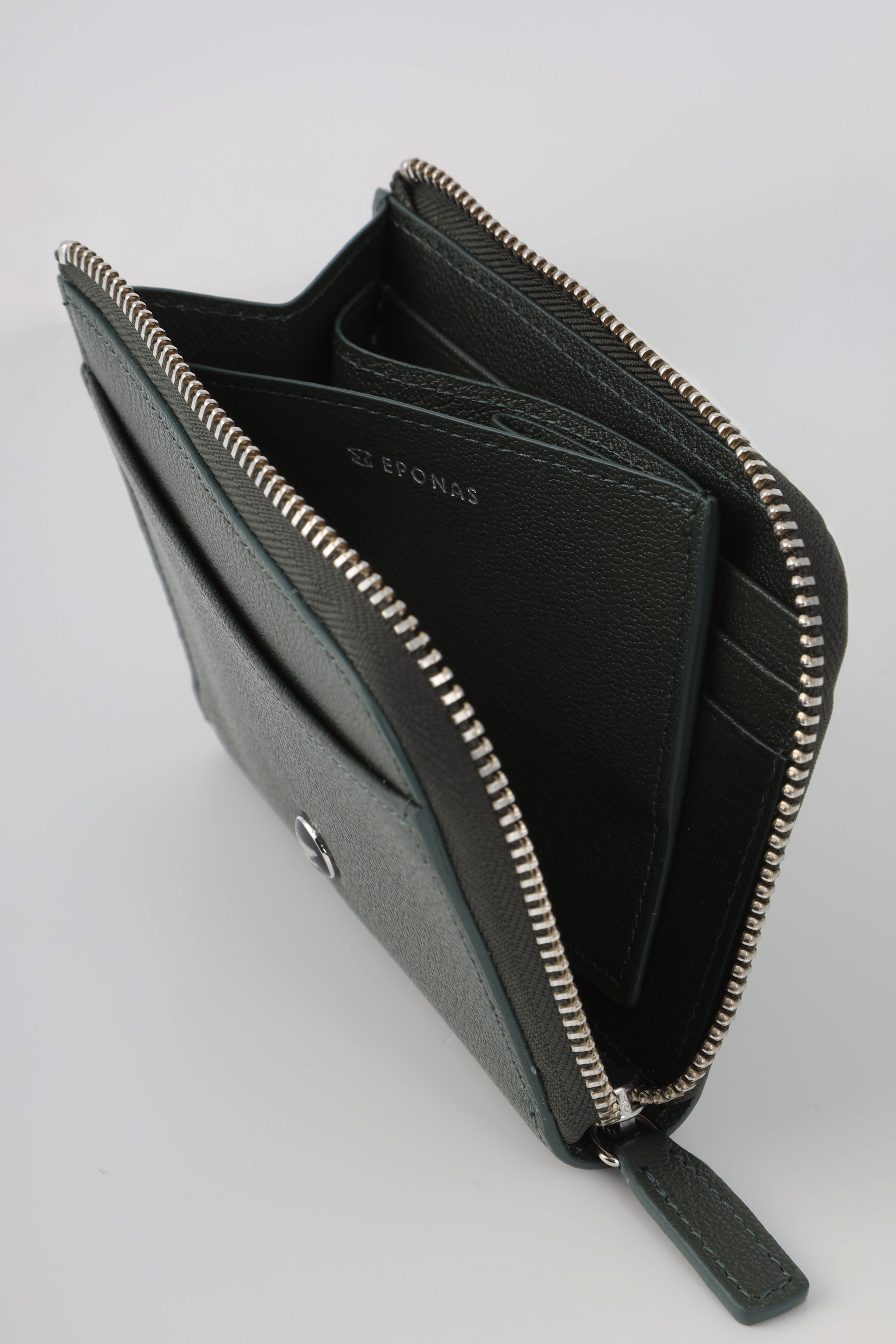 ジップレザーウォレット モスグリーン AirTag 収納ポケット付き / Zip Leather Wallet Moss green