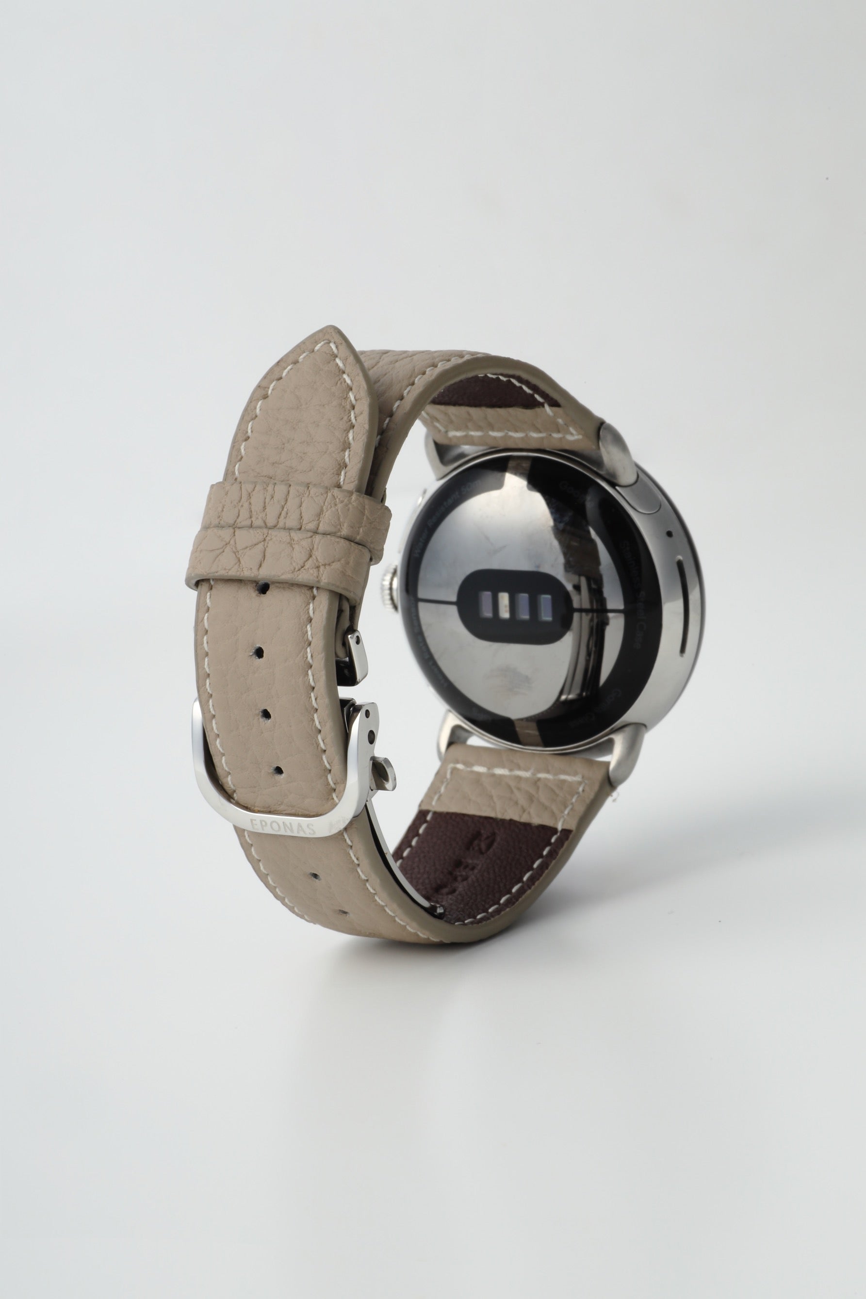 45mm 用 Google Pixel Watch用レザーバンド / シルバーメタル