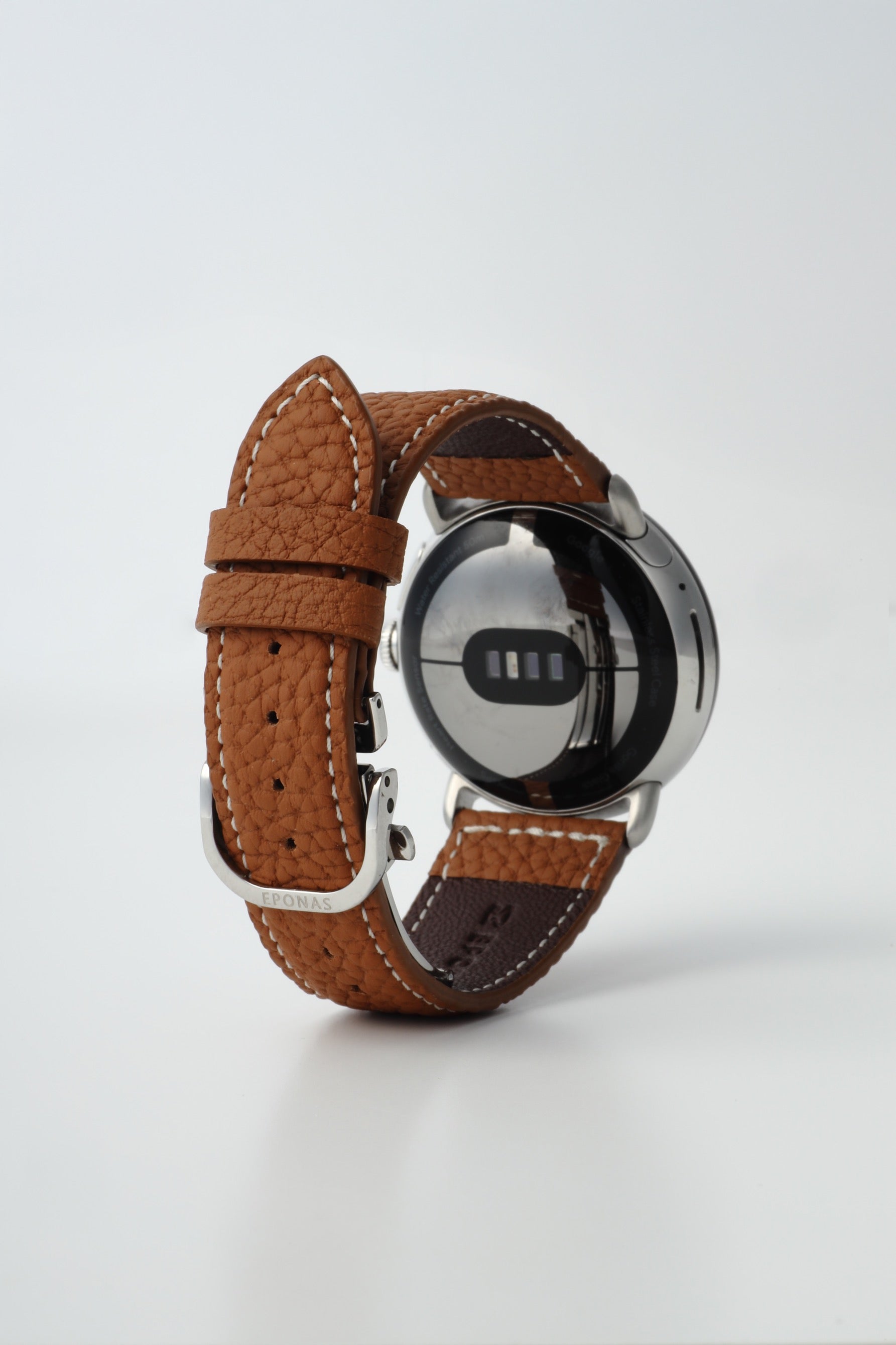 45mm 用 Google Pixel Watch用レザーバンド / シルバーメタル